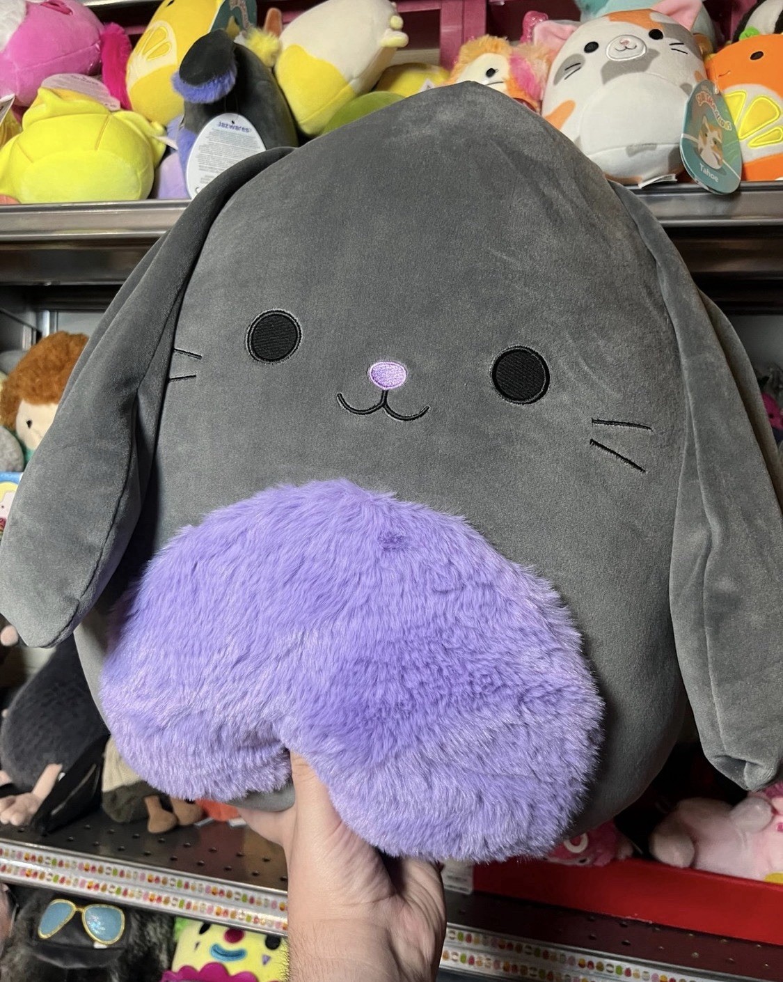 RARE 16” Linden the Bunny Black and Fuzzy Purple SQUISHMALLOW 2026 Easter FTM