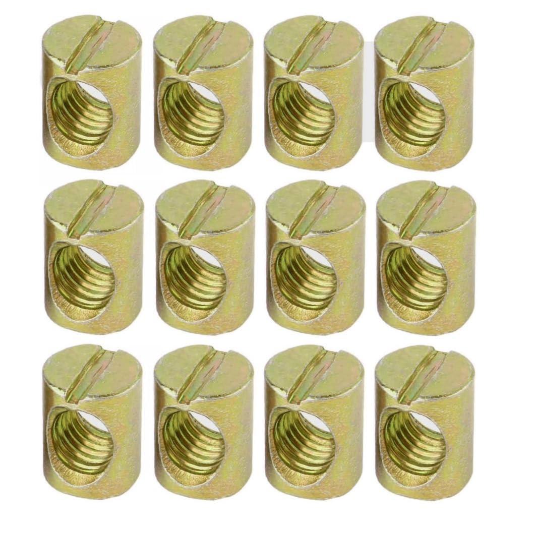 M6 x 15mm Slotted Barrel Nuts Cross Dowel Slotted Nuts, 25Pcs