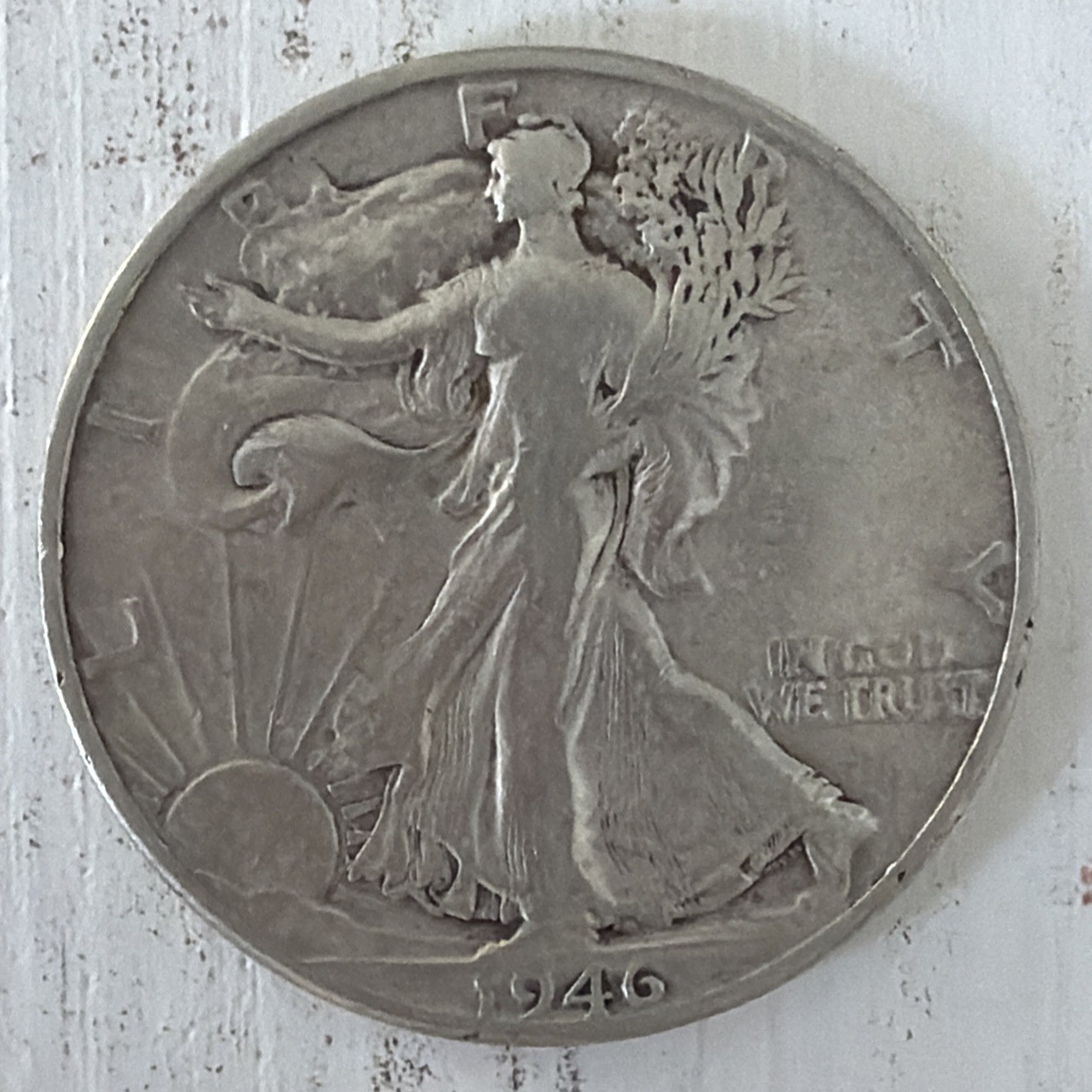 1946-D Walking Liberty Half Dollar VF 90% Silver KM# 142 circulated U.S coin 50c