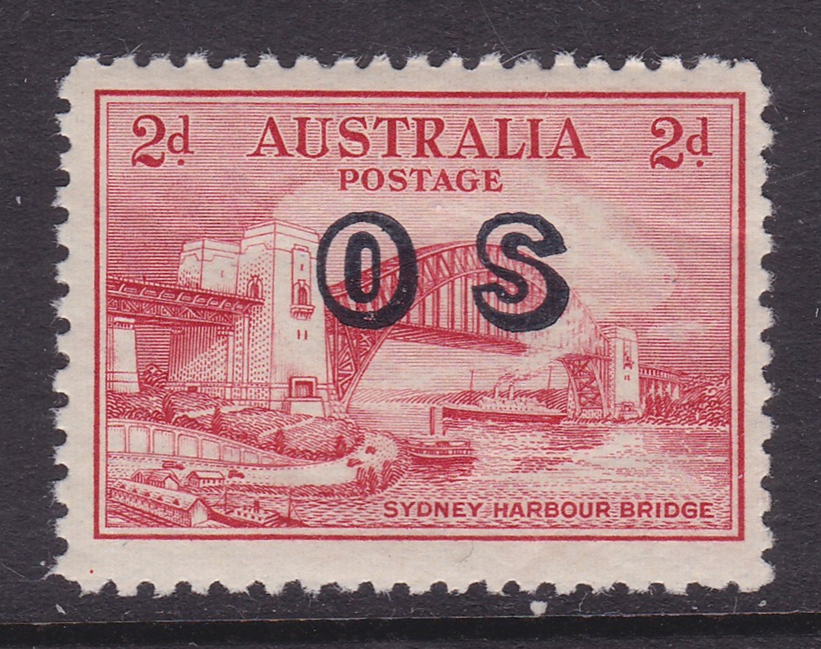 AUSTRALIA 1932 2d Red SYDNEY HARBOUR  OVERPRINTED OS MINT/MUH SG O134 (SH81)