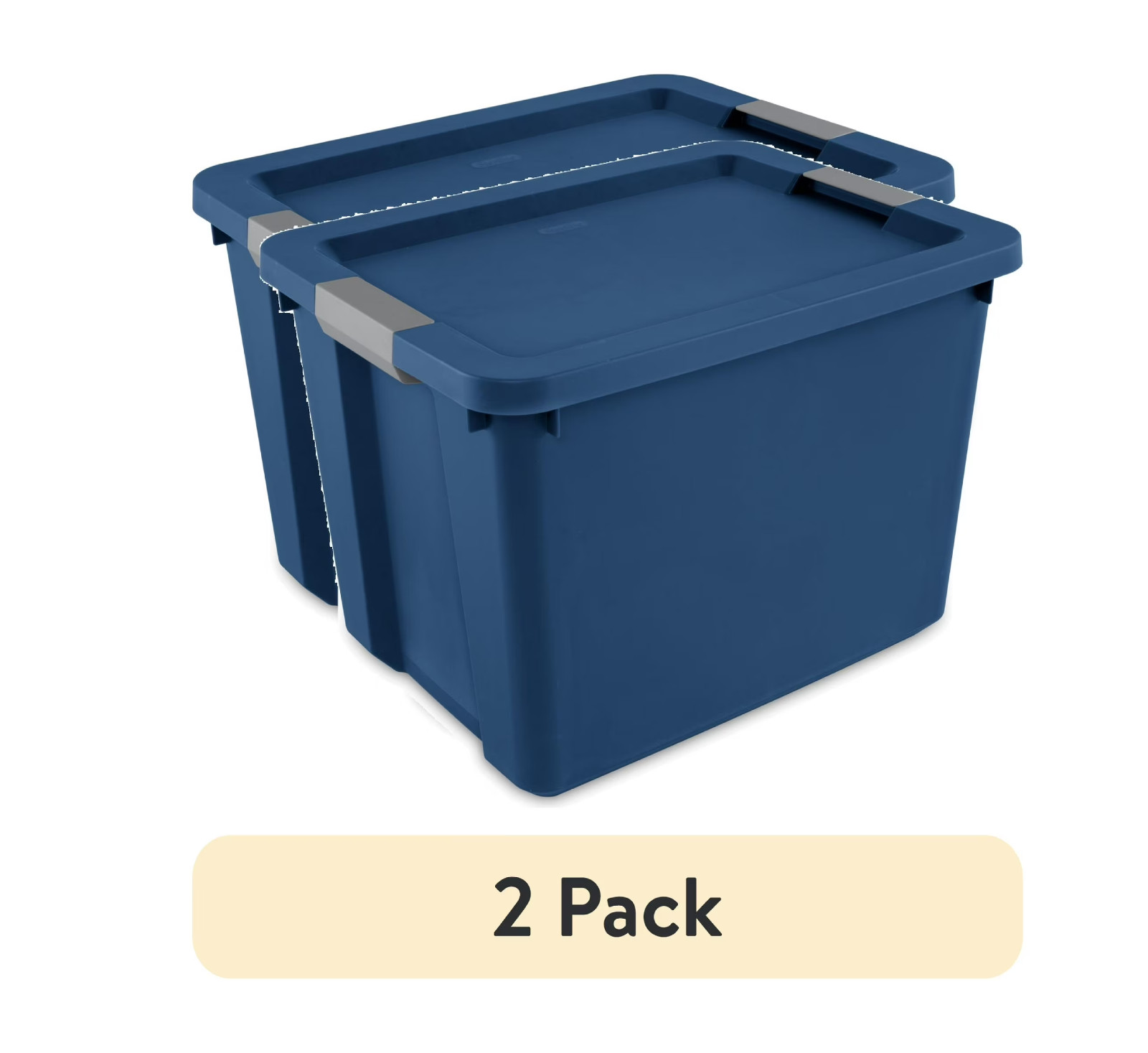 2 x Large Storage Bin, 20 Gallon Plastic Storage Container with Latch Lid, Blue