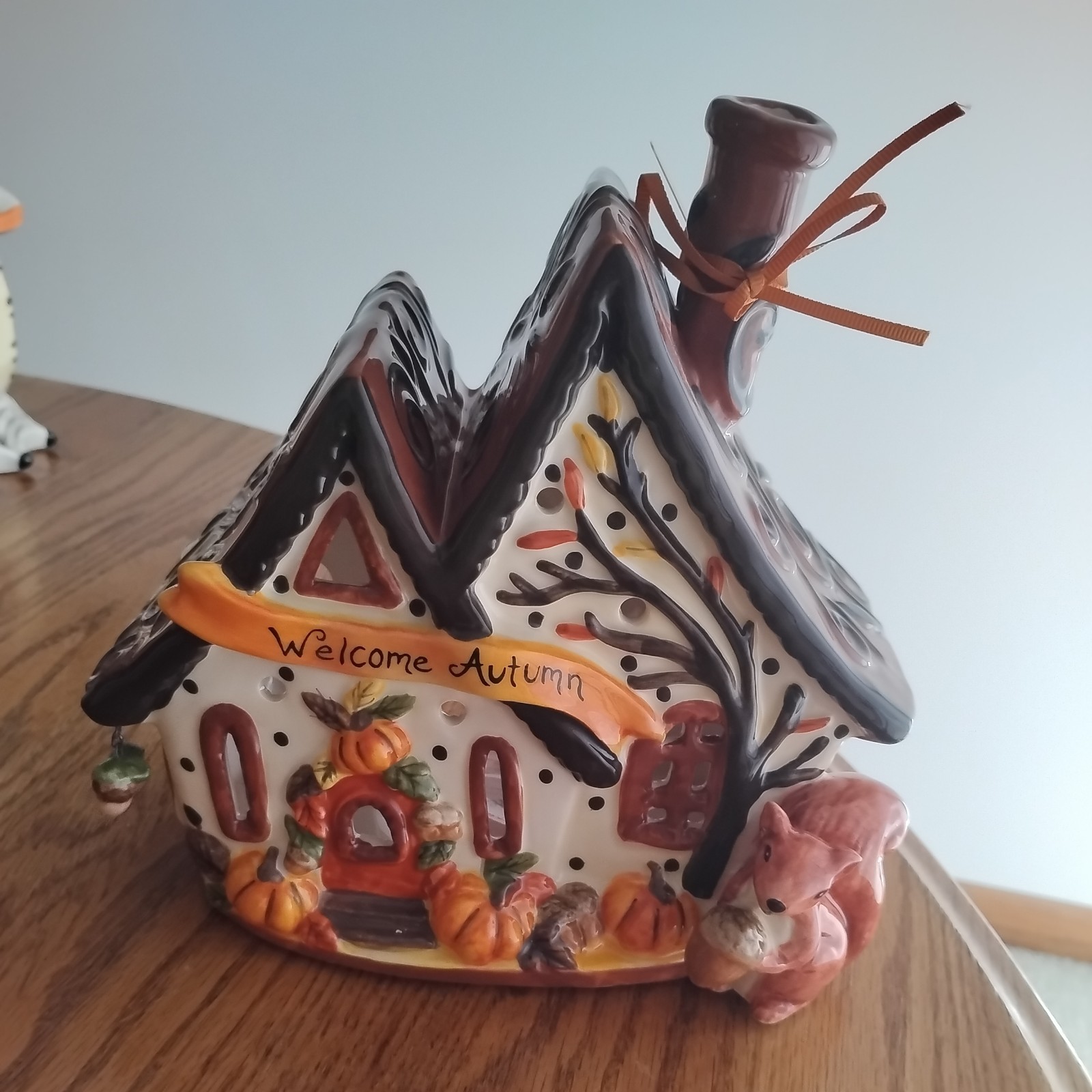 Blue Sky Clayworks 2023 Welcome Autumn Candle House NWT fall tea light leaves 