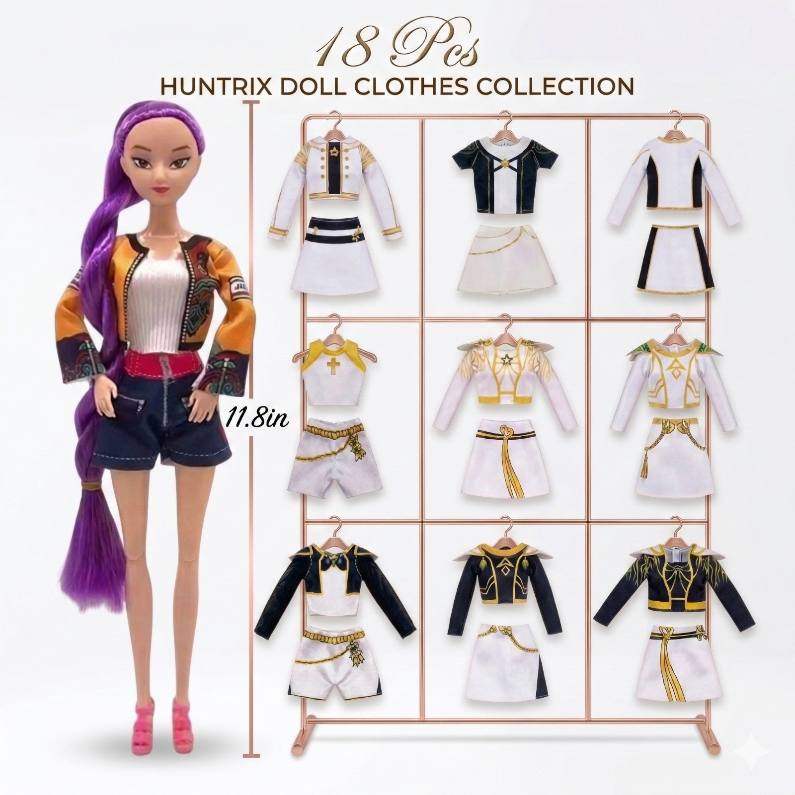 18pcs Huntrix Doll Clothes Collection for Kpop Demon Hunters 11.8-inch Doll