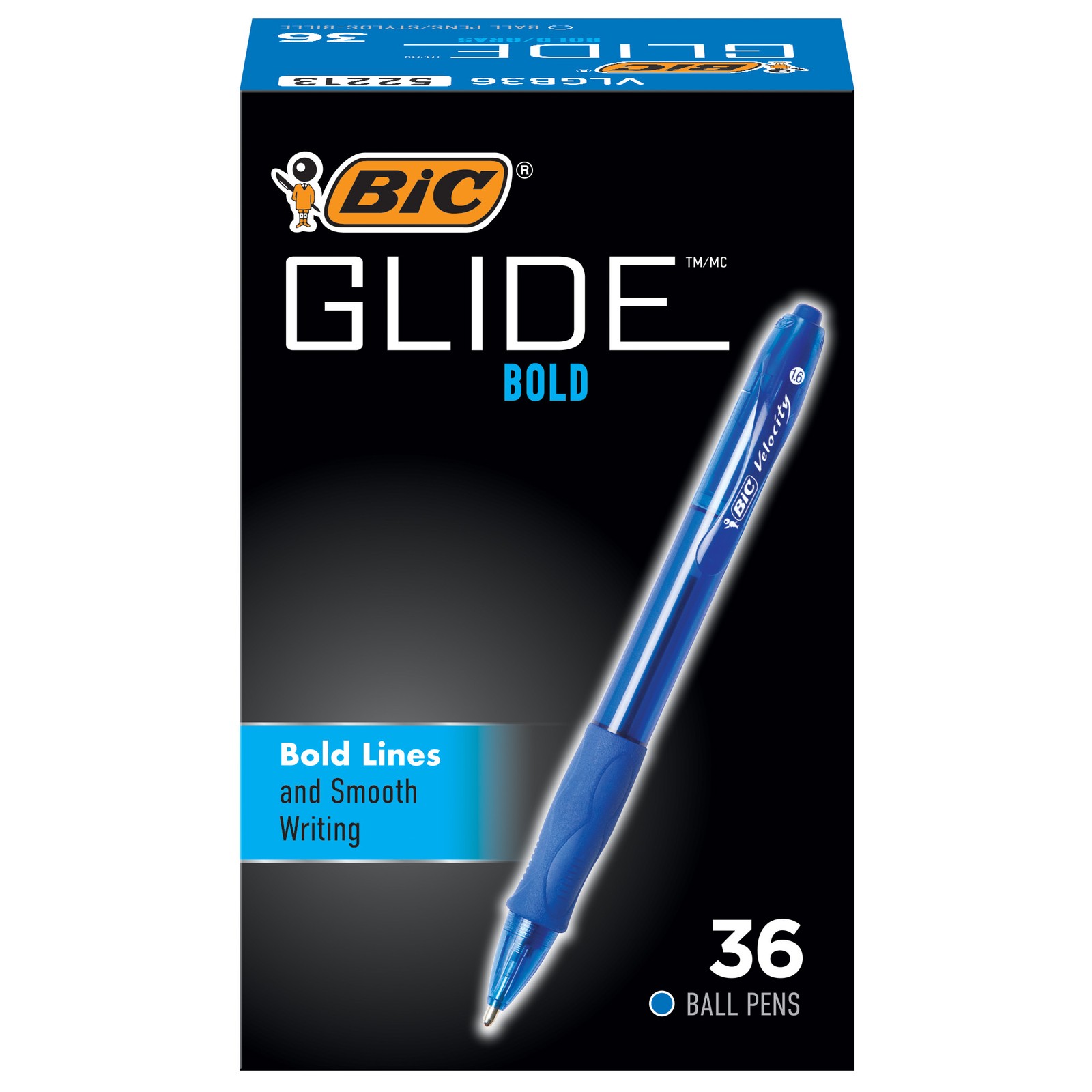 BIC Glide Bold Retractable Ball Pen, Blue, 1.6mm Bold Point, 36 Pack BIC Glide Bold Retractable Ball Pen, Blue, 1.6mm Bold Point, 36 Pack