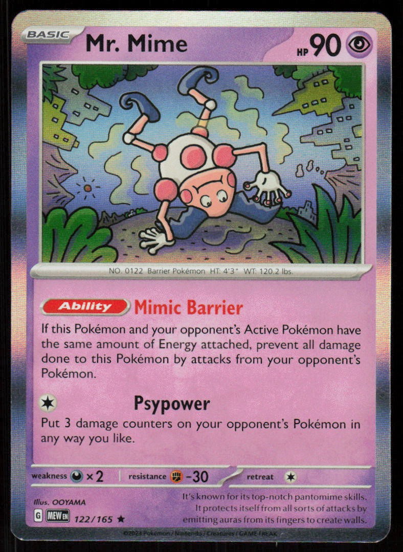 Mr. Mime 122/165 Rare 151 Pokemon Holo Near Mint