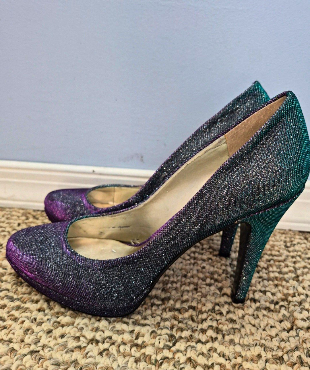 Nine West Women’s Multicolor Glitter Round Toe Slip-On Pumps,  7.5 HoCo