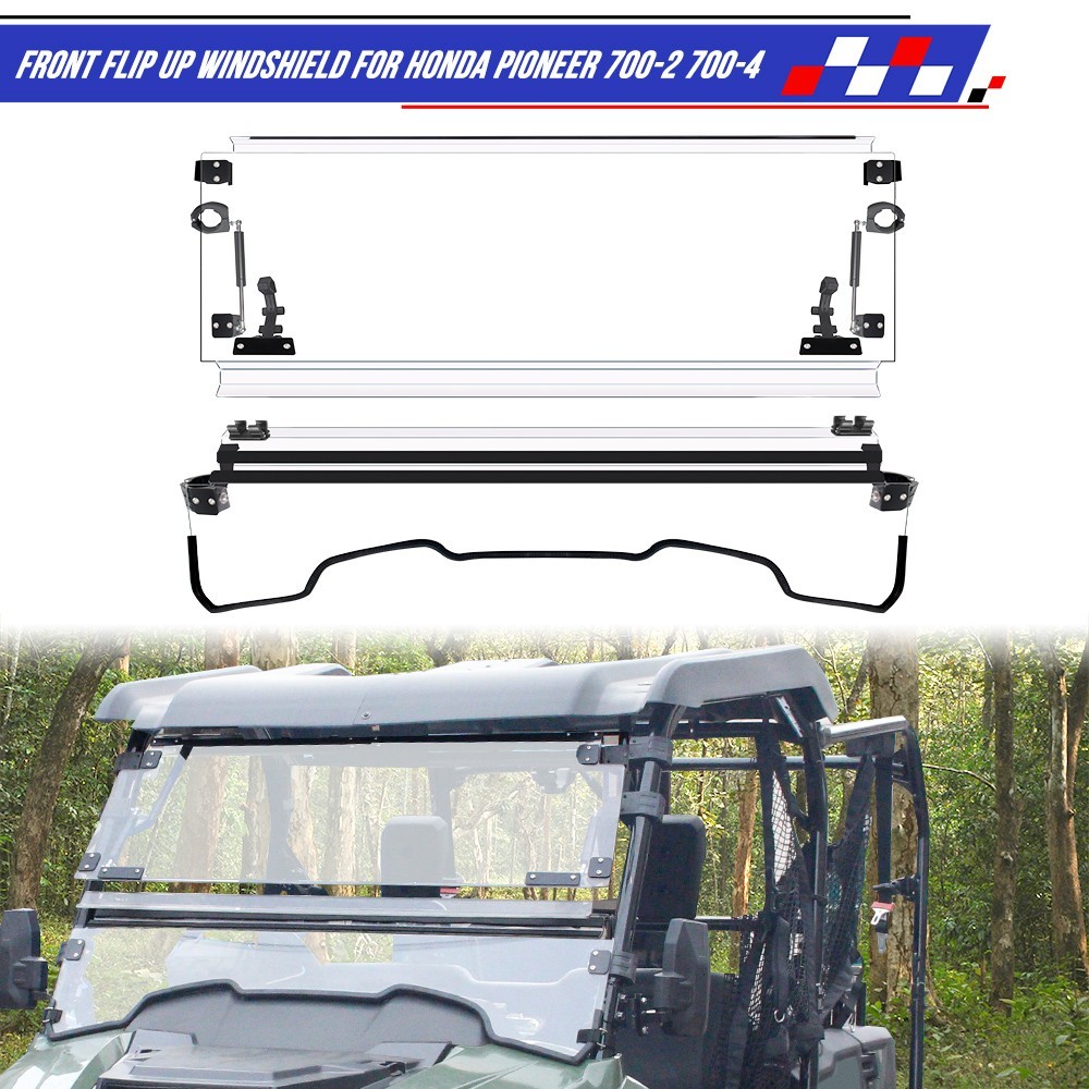 Front 3-IN-1 Flip Windshield Vented Compatible with Honda Pioneer 700 2014-2026