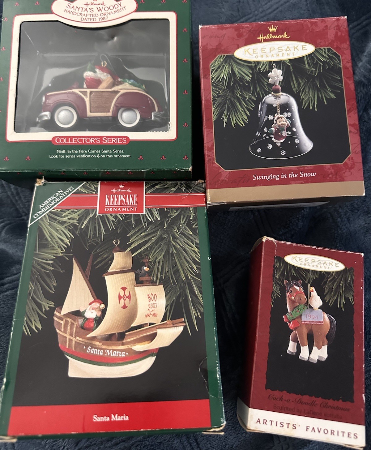 Vintage Hallmark Keepsake Ornament Lot 4 1987 1992 1994 1997 Santa Christmas