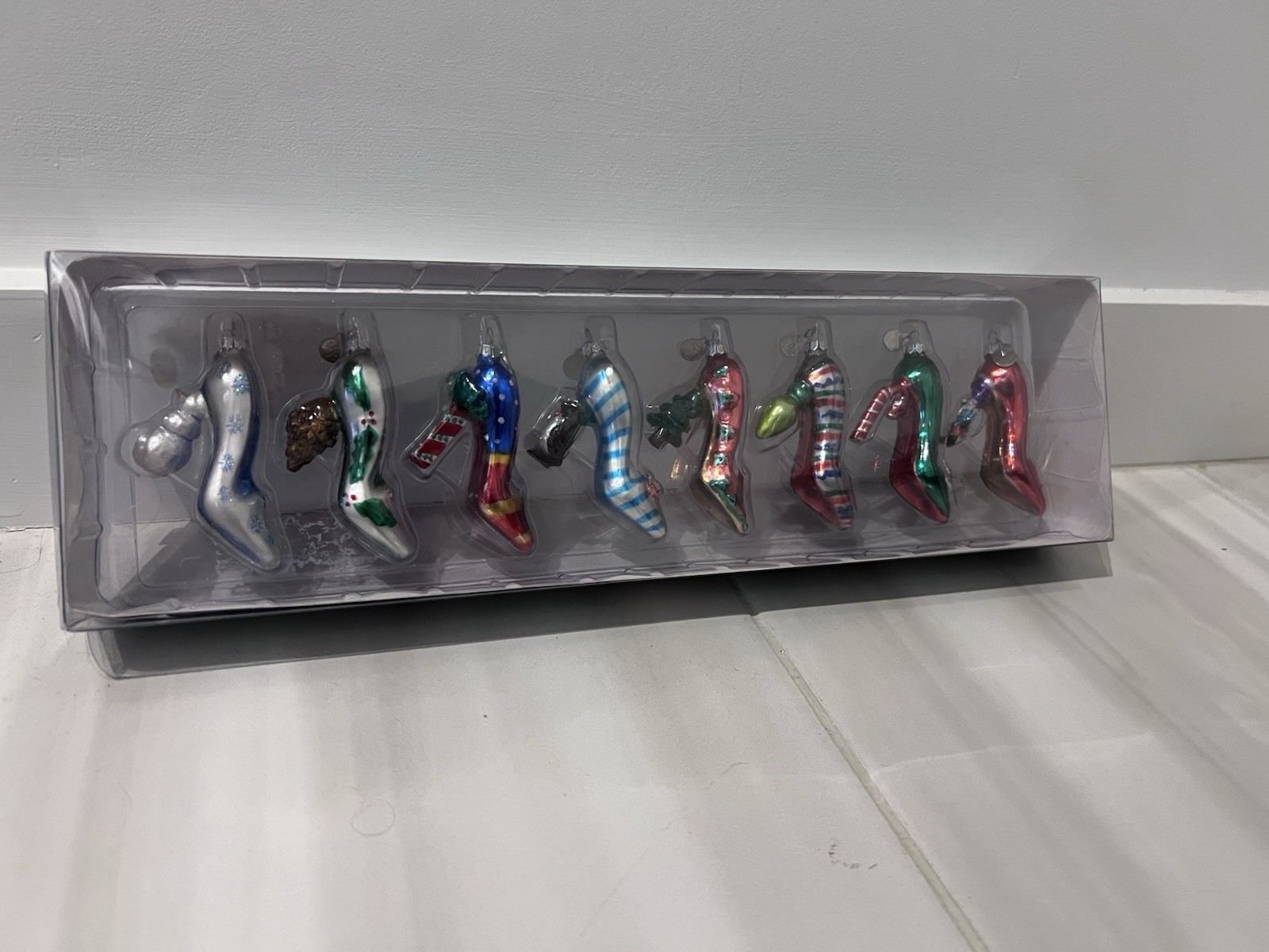 Department 56 Tiny Trimmings set Of 8 Shoe Glass Ornaments