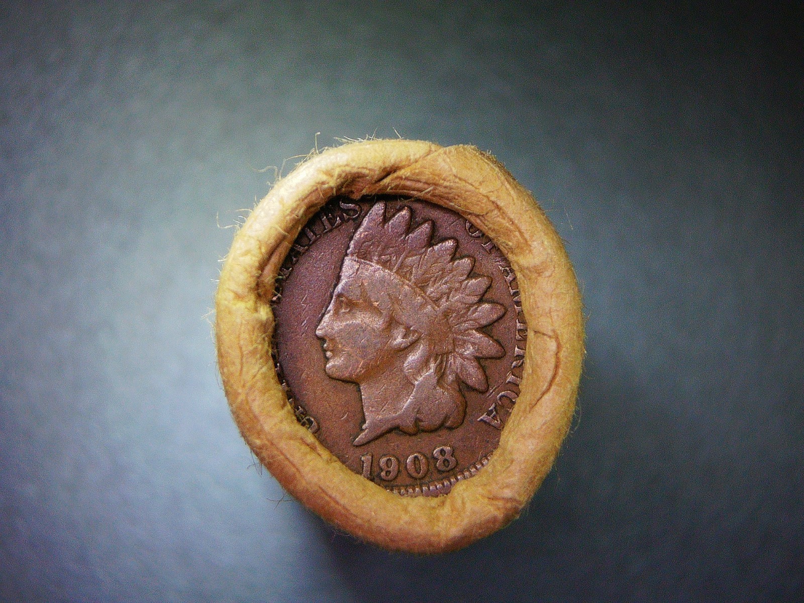 VDB / 1908 ENDS INDIAN HEAD PENNY ROLL LOT FROM INSOLVENT BANK OF MONTANA R-505