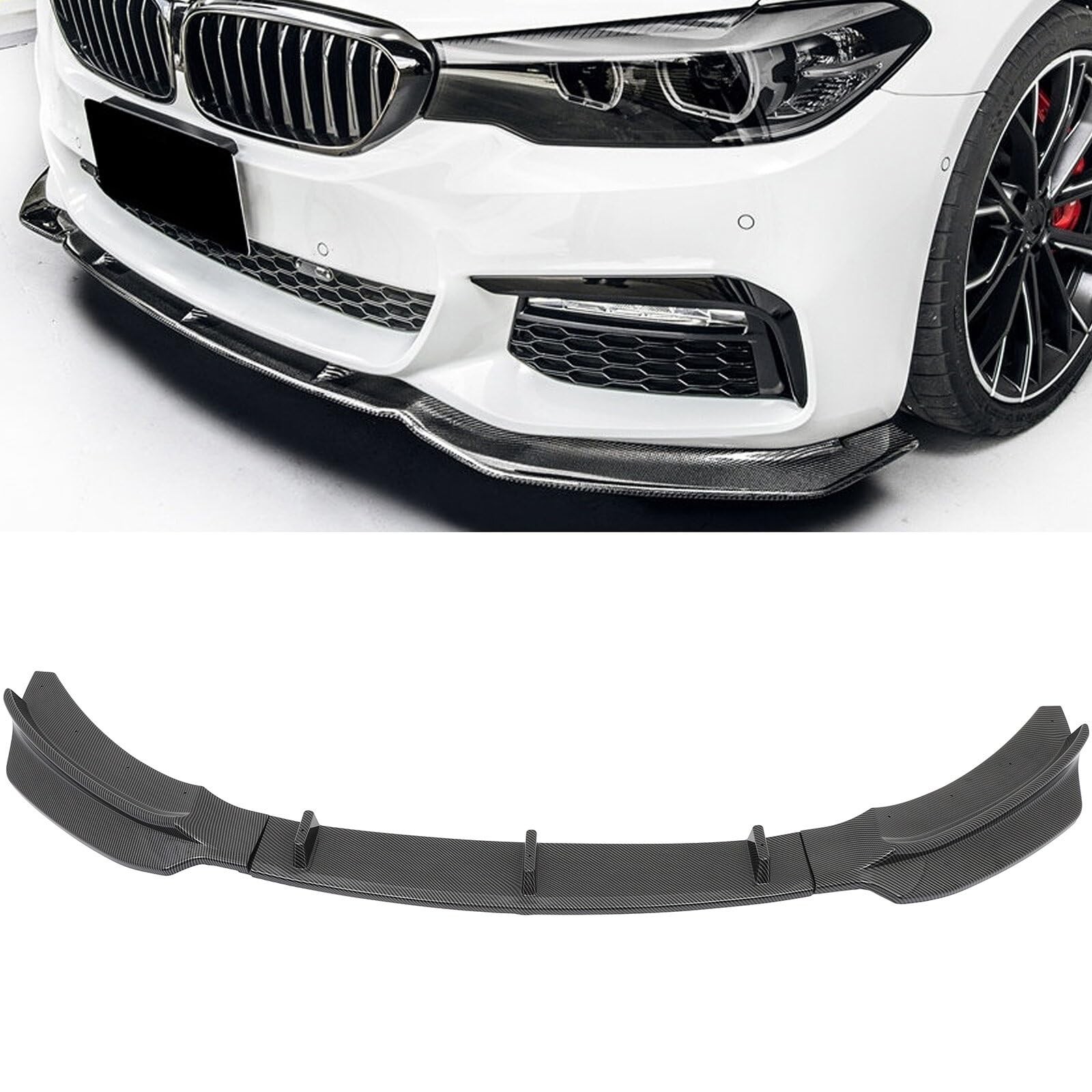3PCS Glossy Carbon Look Front Bumper Lip for BMW 428i xDrive 2014-2016