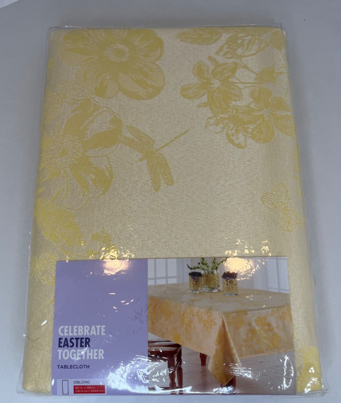 Kohl\'s Celebrate Easter Together Yellow Floral Oblong Tablecloth 60 x 120