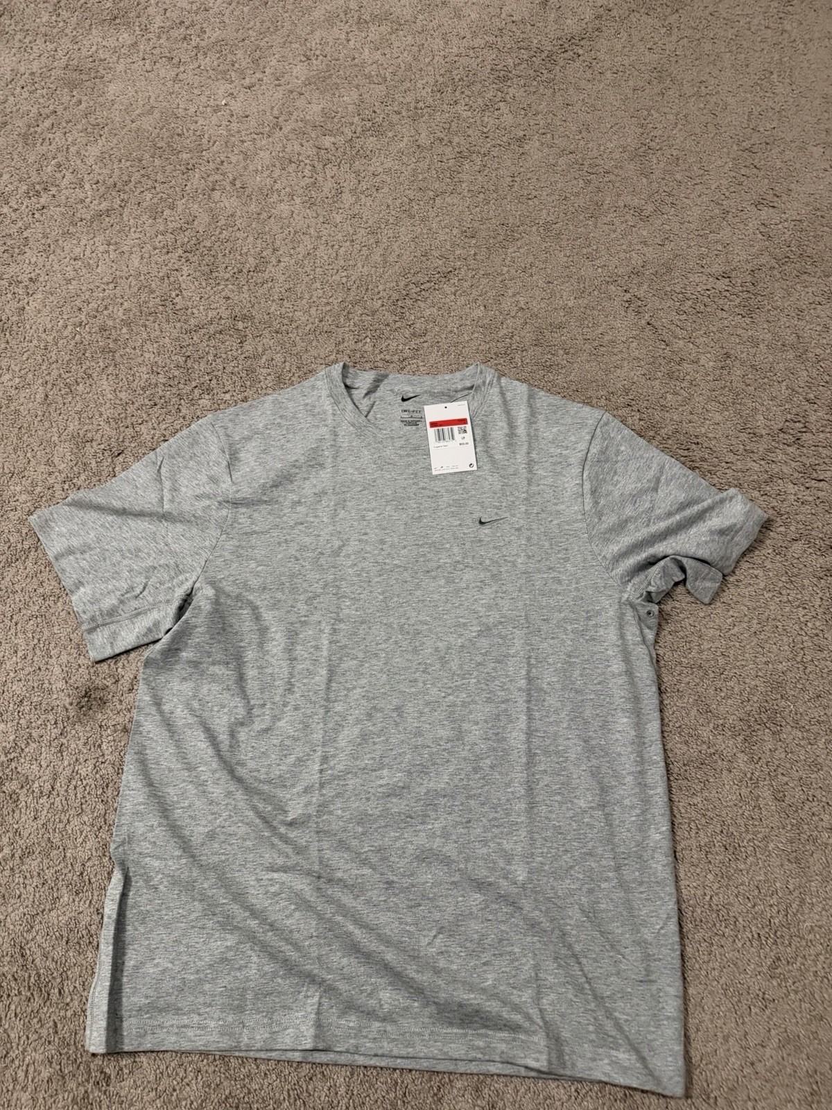 Nike Dri-FIT Men’s Training T-Shirt Gray Solid Crew Neck Short Sleeve L NWT