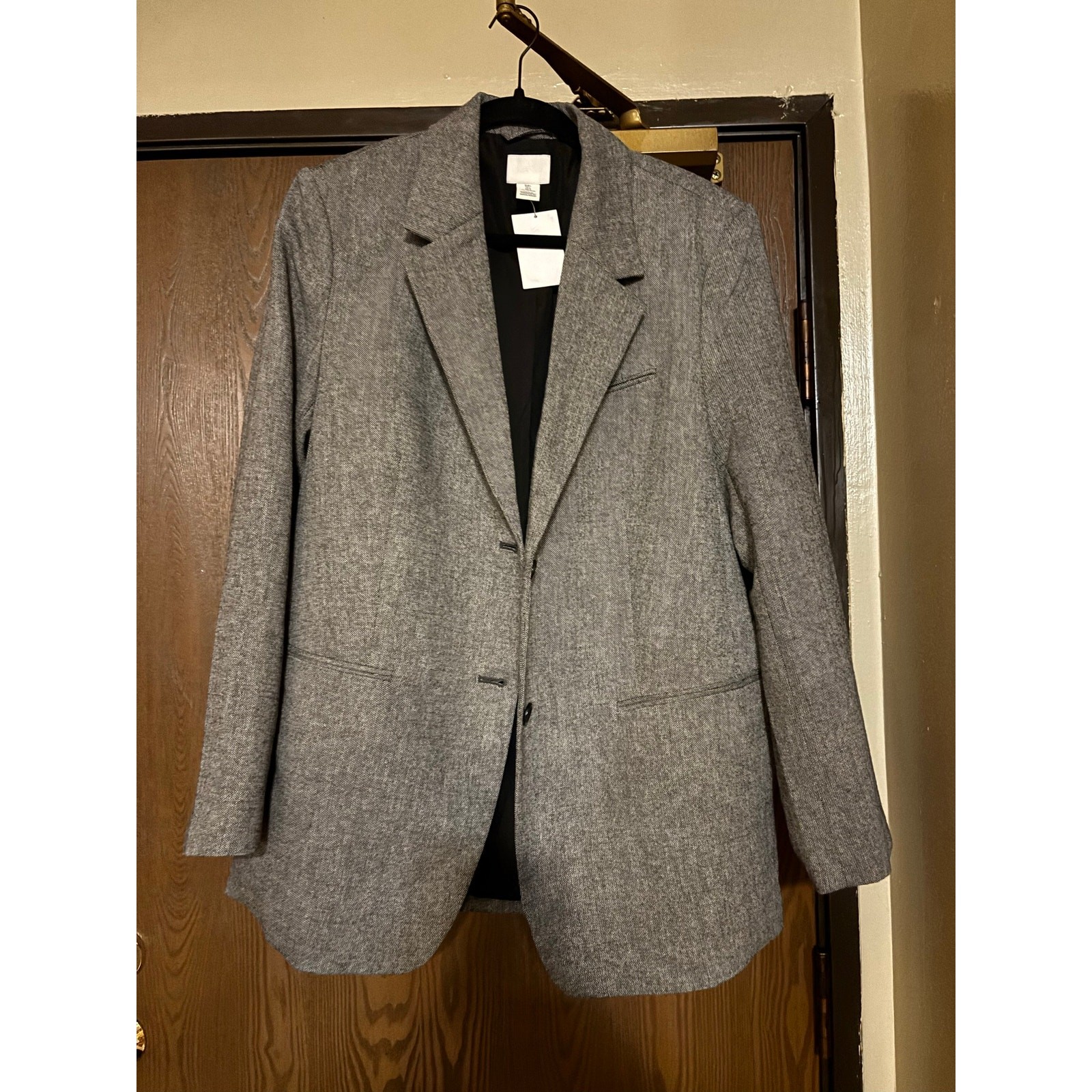 NWT H&M Gray/ Black Wool Fall/ Winter Preppy Academia Professional Blazer