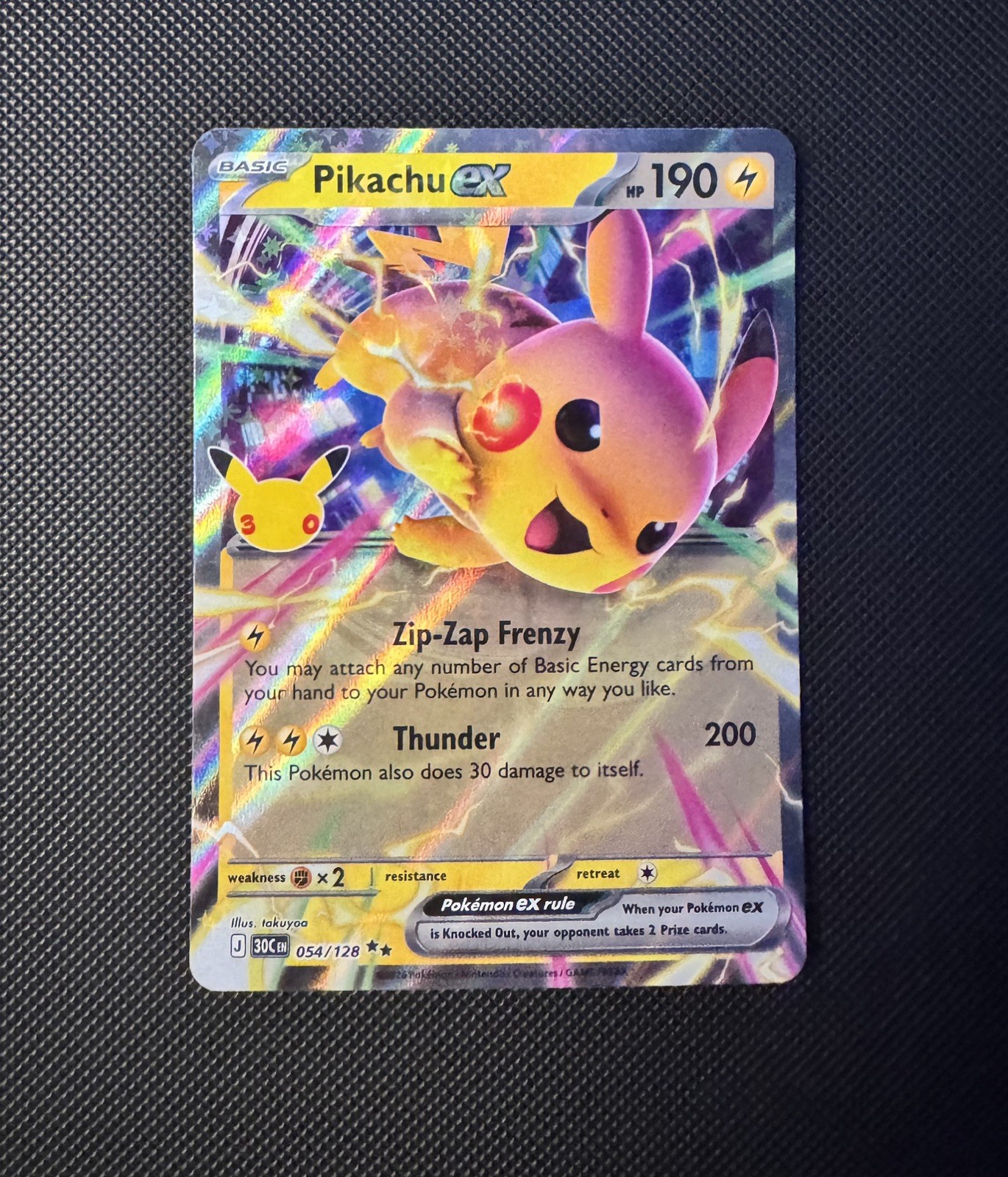 Pikachu ex 054/128 Double Rare Holo 30th Celebration Pokemon TCG NM/M