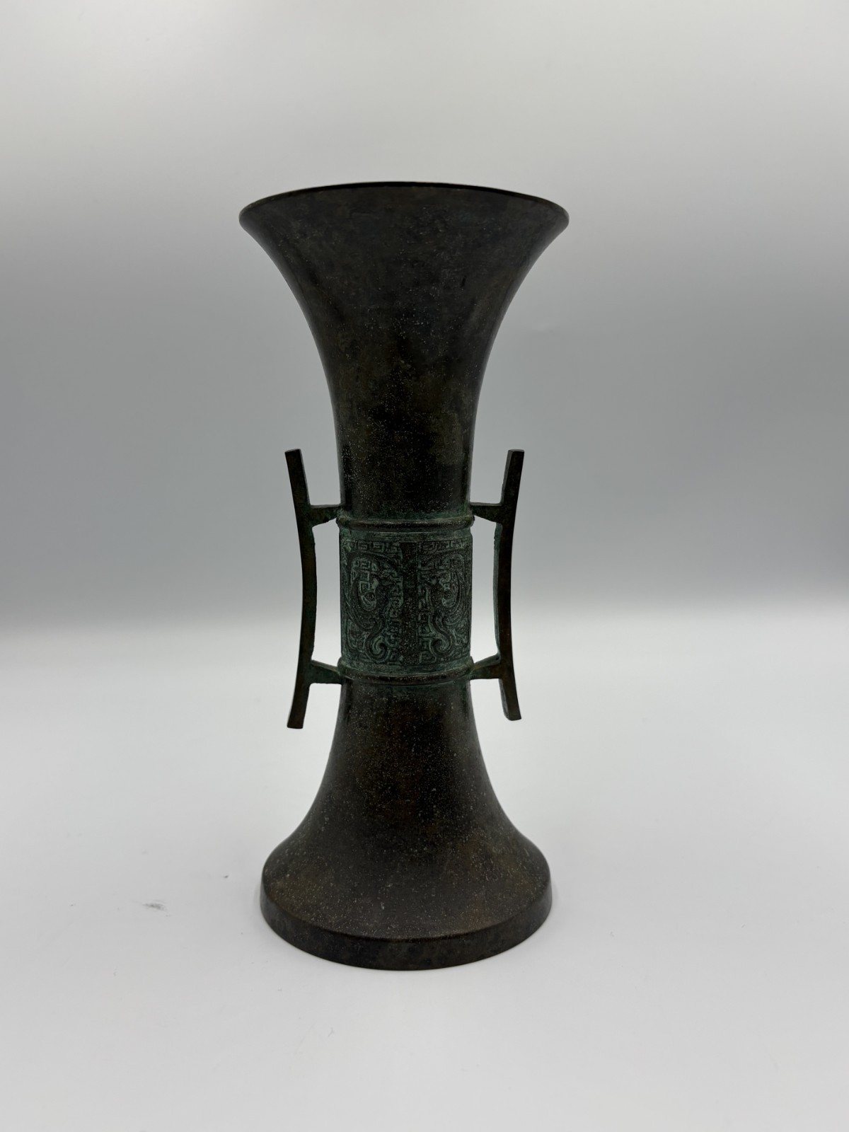 Vintage Archaistic Chinese Bronze Vase Gu Vessel Taotie Beaker Vintage Archaistic Chinese Bronze Vase Gu Vessel Taotie Beaker