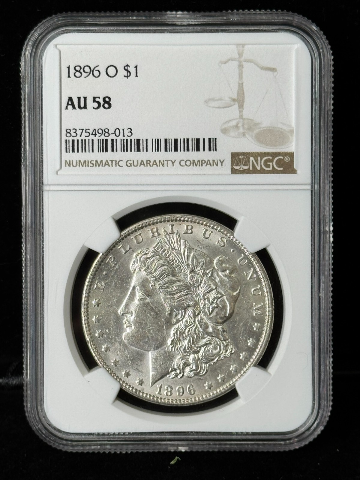 1896-O Morgan Silver Dollar $1 NGC AU58 New Orleans Key Date 90% Coin