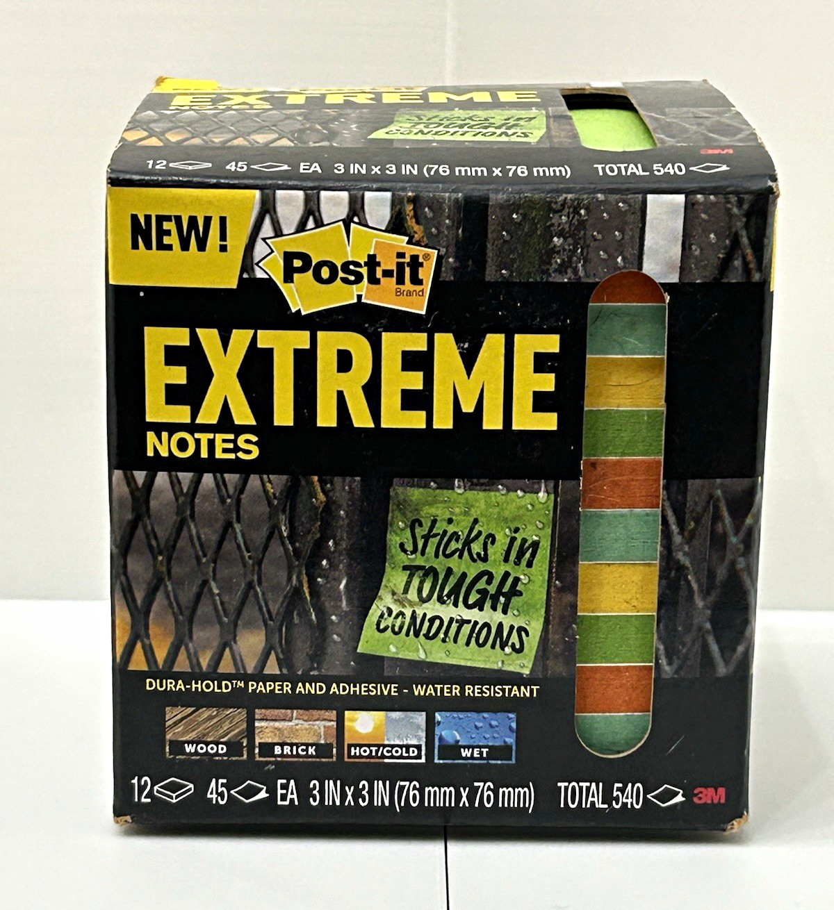 Post-it Extreme Notes 3x3 12 Pads 540 Sheets Dura-Hold Water Resistant 3M EXTRM3