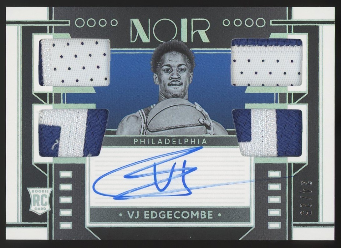 2025-26 Panini Noir VJ Edgecombe 24/25 RC Rookie Quad Patch Auto On-Card RPA