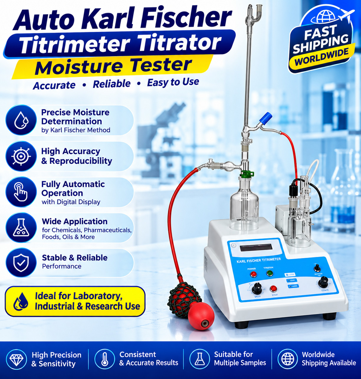 Auto Karl Fischer Titrimeter Titrator Moisture Tester 230/ 110V