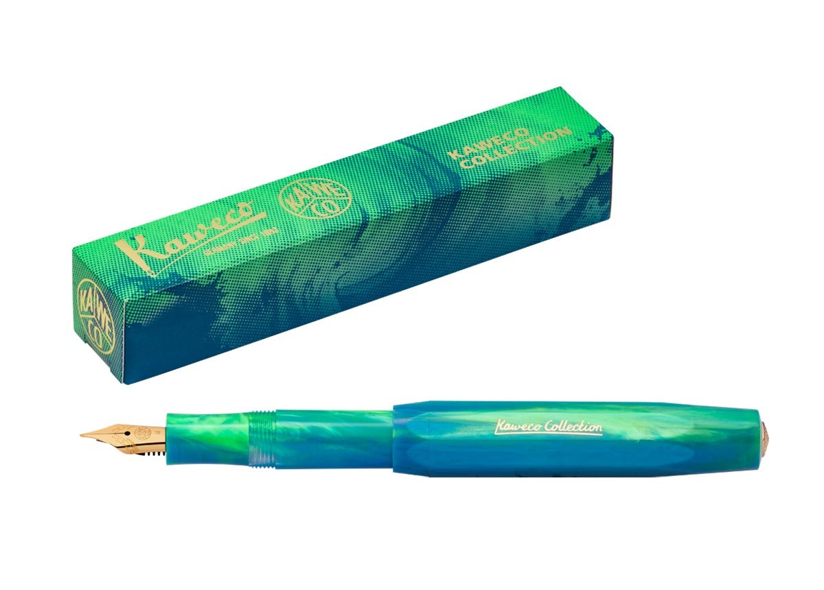 Kaweco COLLECTION Fountain Pen Marble Ocean , EF/F/M/B/BB Nib with Clip Gold Kaweco COLLECTION Fountain Pen Marble Ocean , EF/F/M/B/BB Nib with Clip Gold