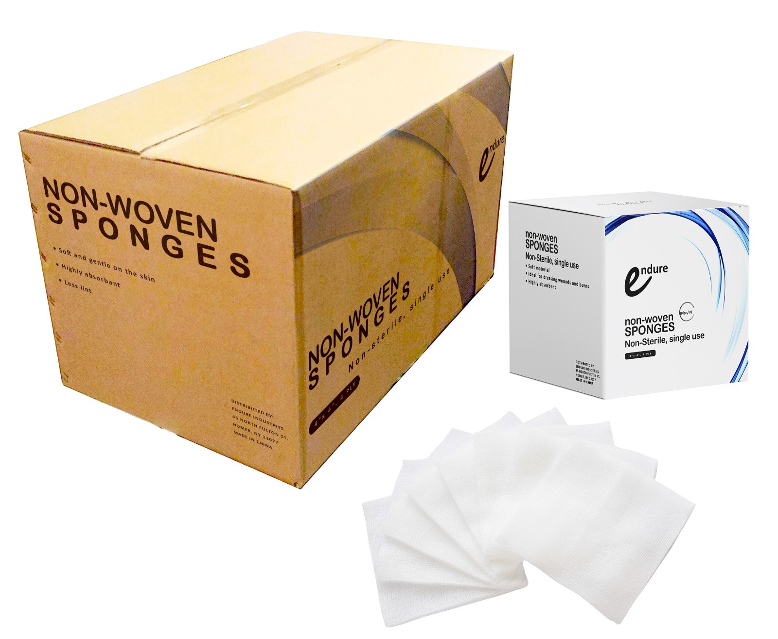 Case of 2000 Non-Sterile Non-Woven Sponge, Folded Edge, 4\