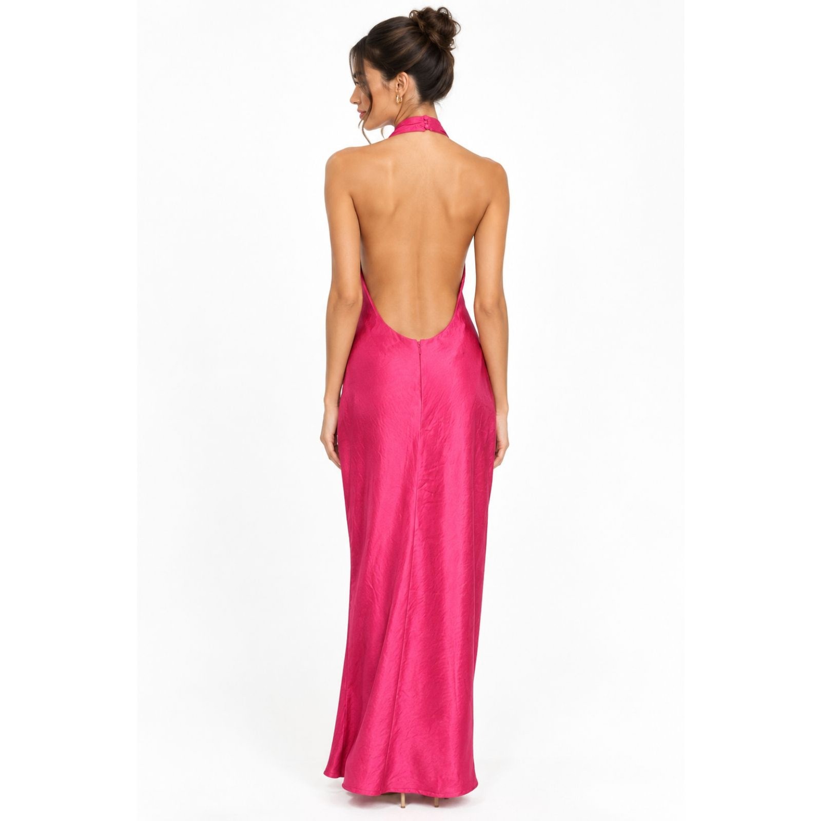 Lulus Pink Backless Halter Neck Cutout Maxi Dress Size M