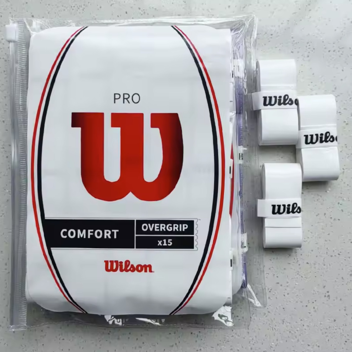 Wilson Pro Comfort Tennis Badminton Overgrip White 15 Pack_Zipper Bag
