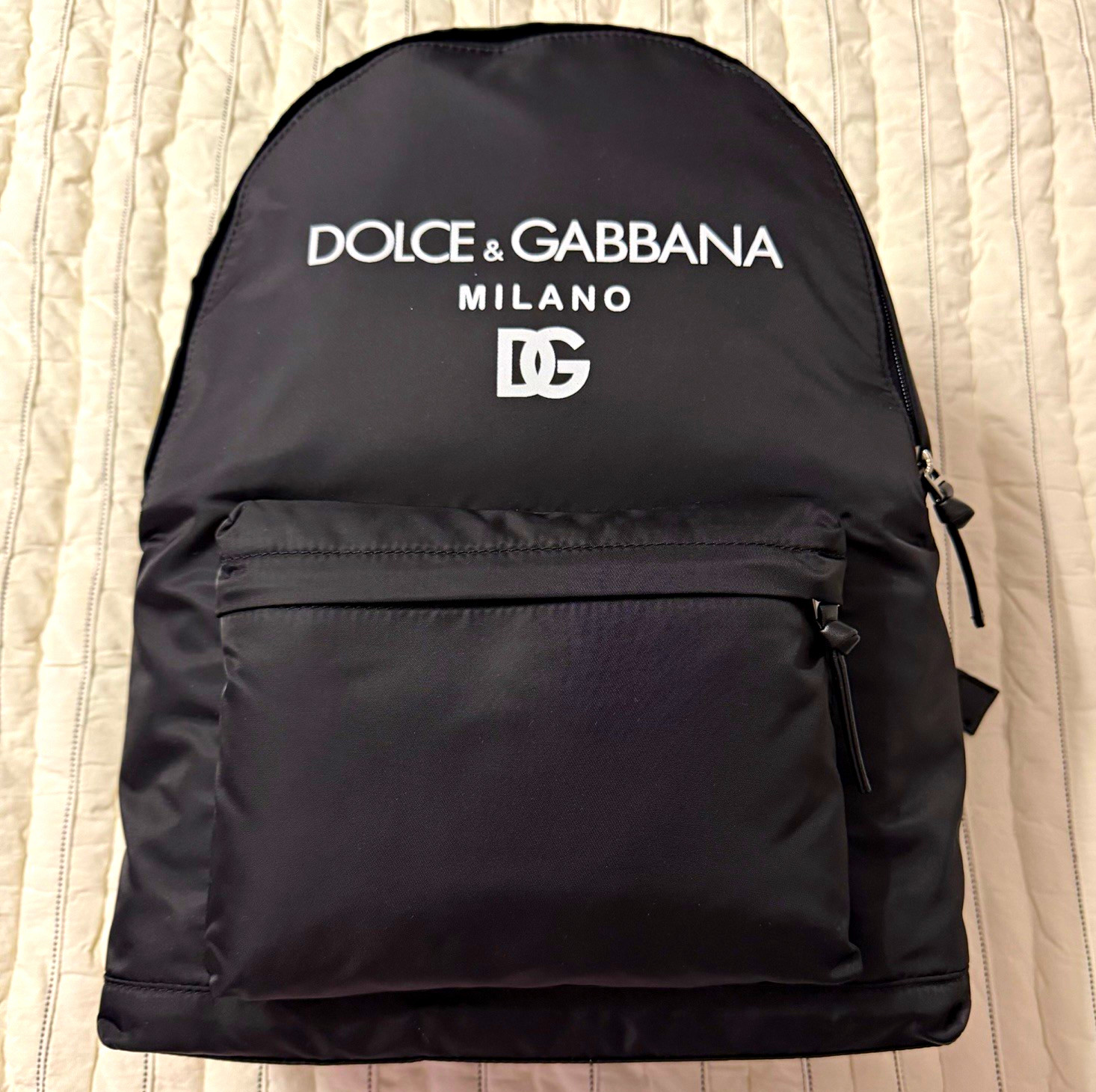 Dolce & Gabbana Milano DG Logo Black Men’s Zip Backpack w/ Outer Pockets