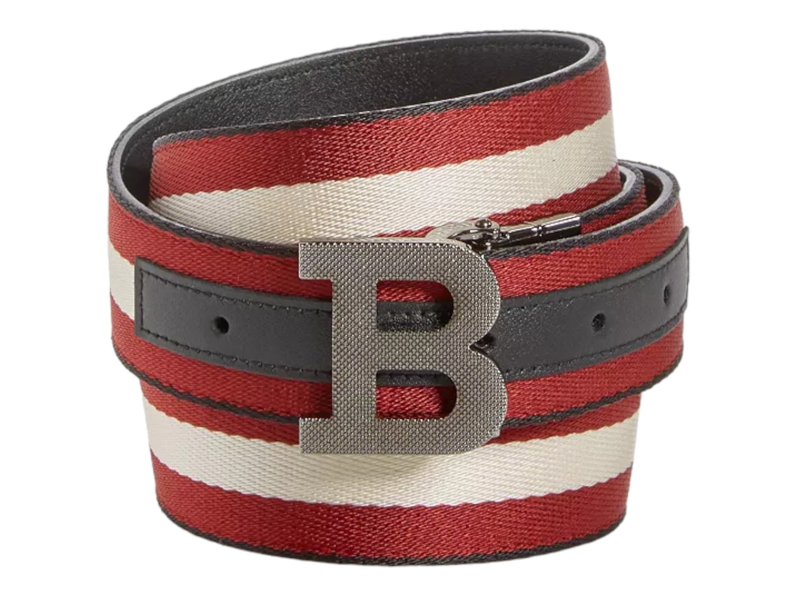 Bally 6235340 Men\'s Logo Buckle Webbing Stripe Reversible Belt EU 90/US 36