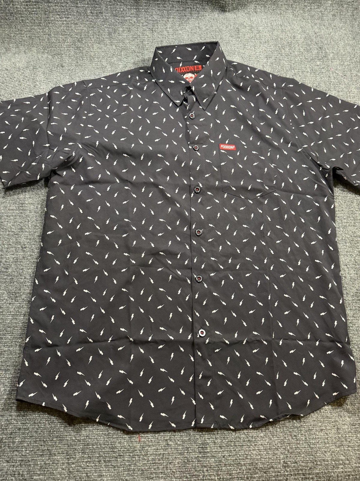 Dixxon The Bolt Shirt Mens XL Black Lightning Bolt Short Sleeve Button Up Top