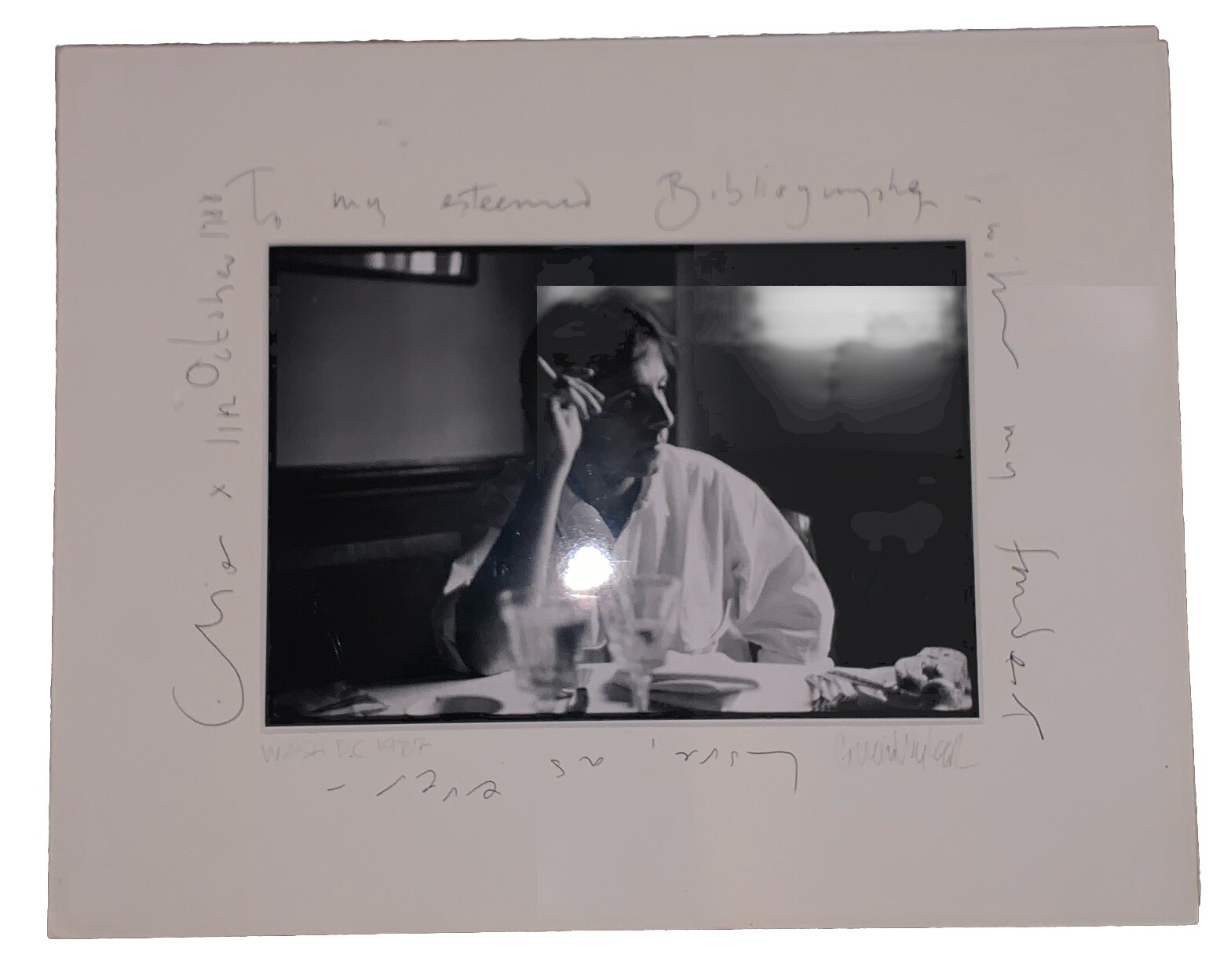 CLIVE BARKER AUTOGRAPHED B&W PHOTOGRAPH, 1988, HELLRAISER, GUION WYLER, HORROR