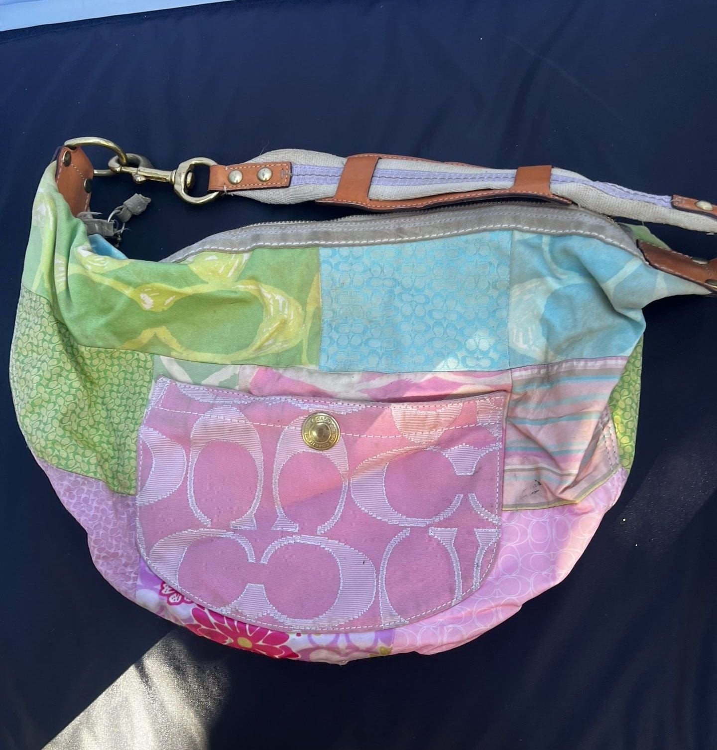 Coach Vintage Soho Hampton beige suede flap hobo bag 7472 & Coach Brand Dust Bag Coach Vintage Soho Hampton beige suede flap hobo bag 7472 & Coach Brand Dust Bag