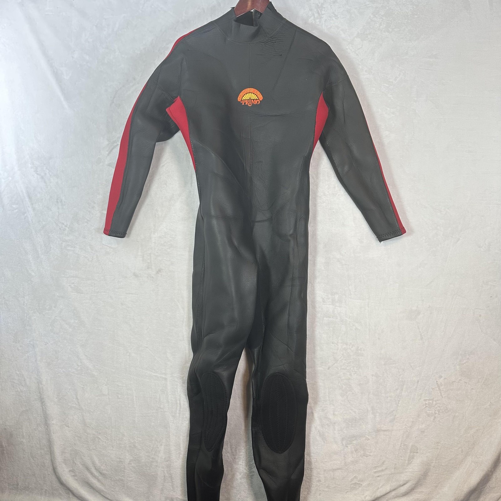Vintage Primo Sunshine Line Wetsuit Adult M Black Red Full Suit Surf 70s 60s