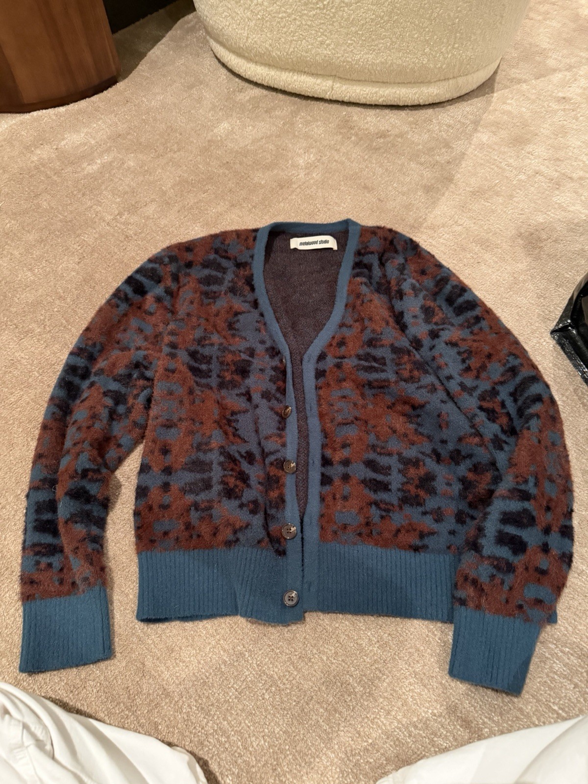 Metalwood Studio Houston Fuzzy Knit Cardigan Men’s Medium Never Worn