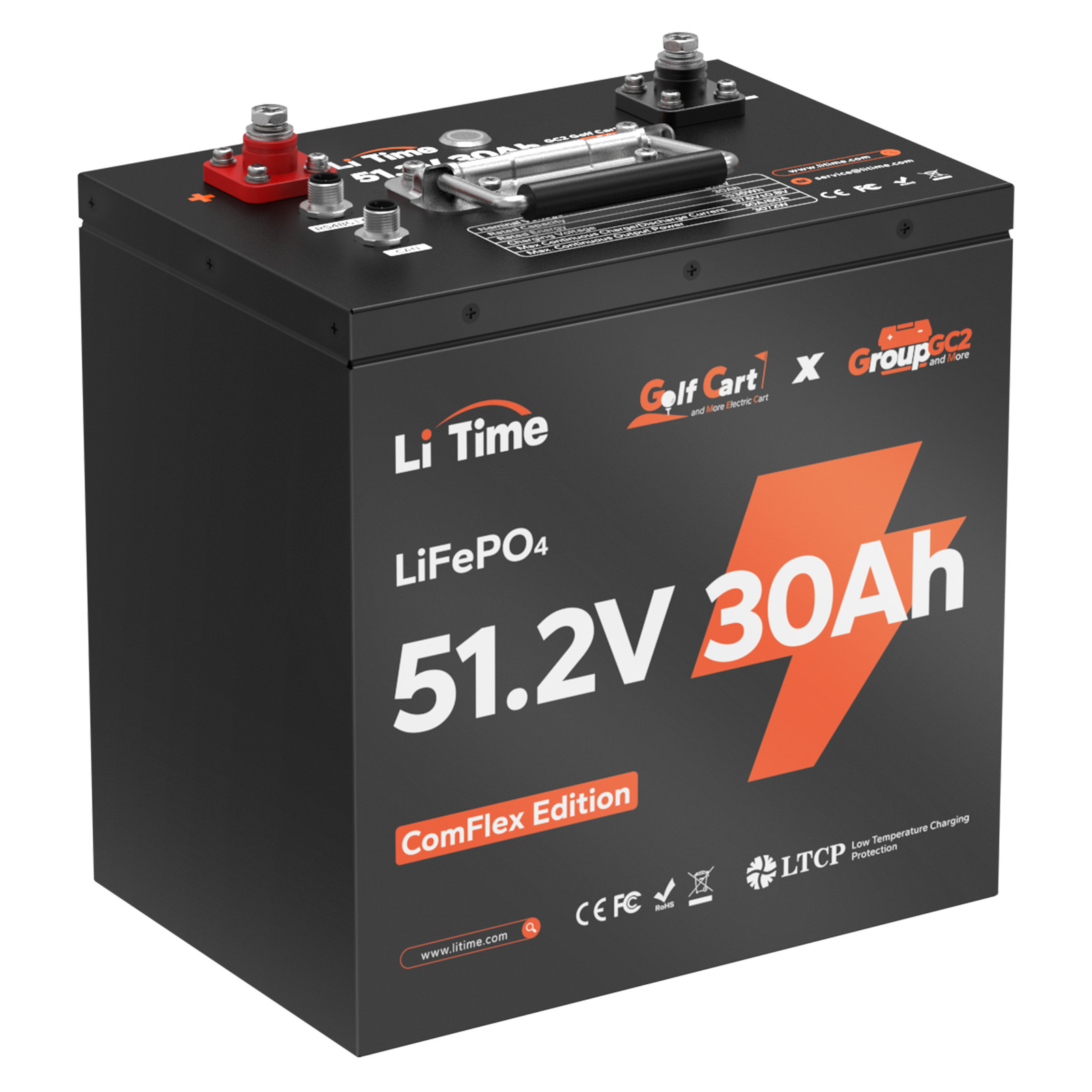 LiTime 48V 30Ah GC2 Lithium Battery with CAN/RS485 Interface For Golf Cart LOT