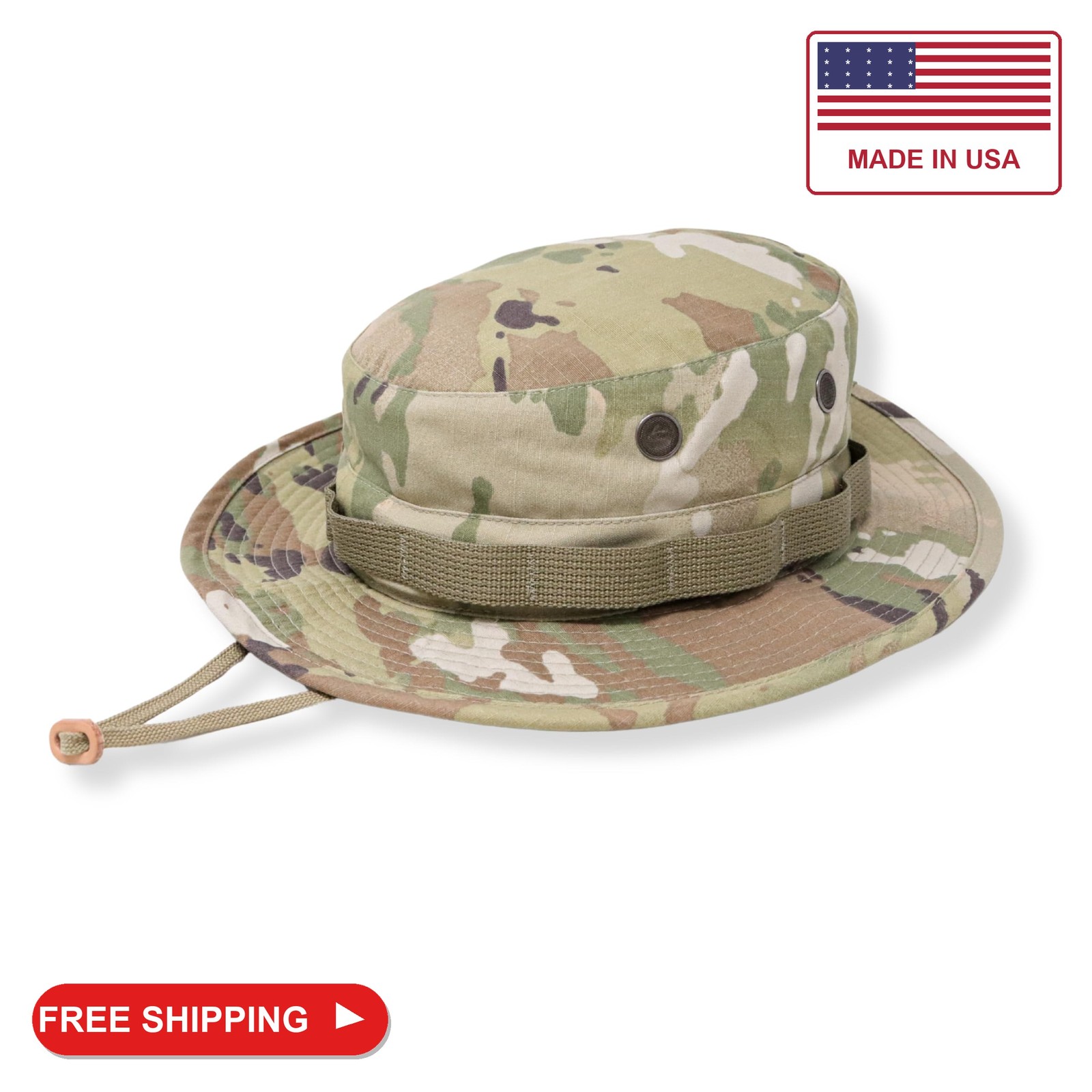 US Military Surplus GI Water Repellant Boonie Hat, Made in USA (OCP Scorpion, 7