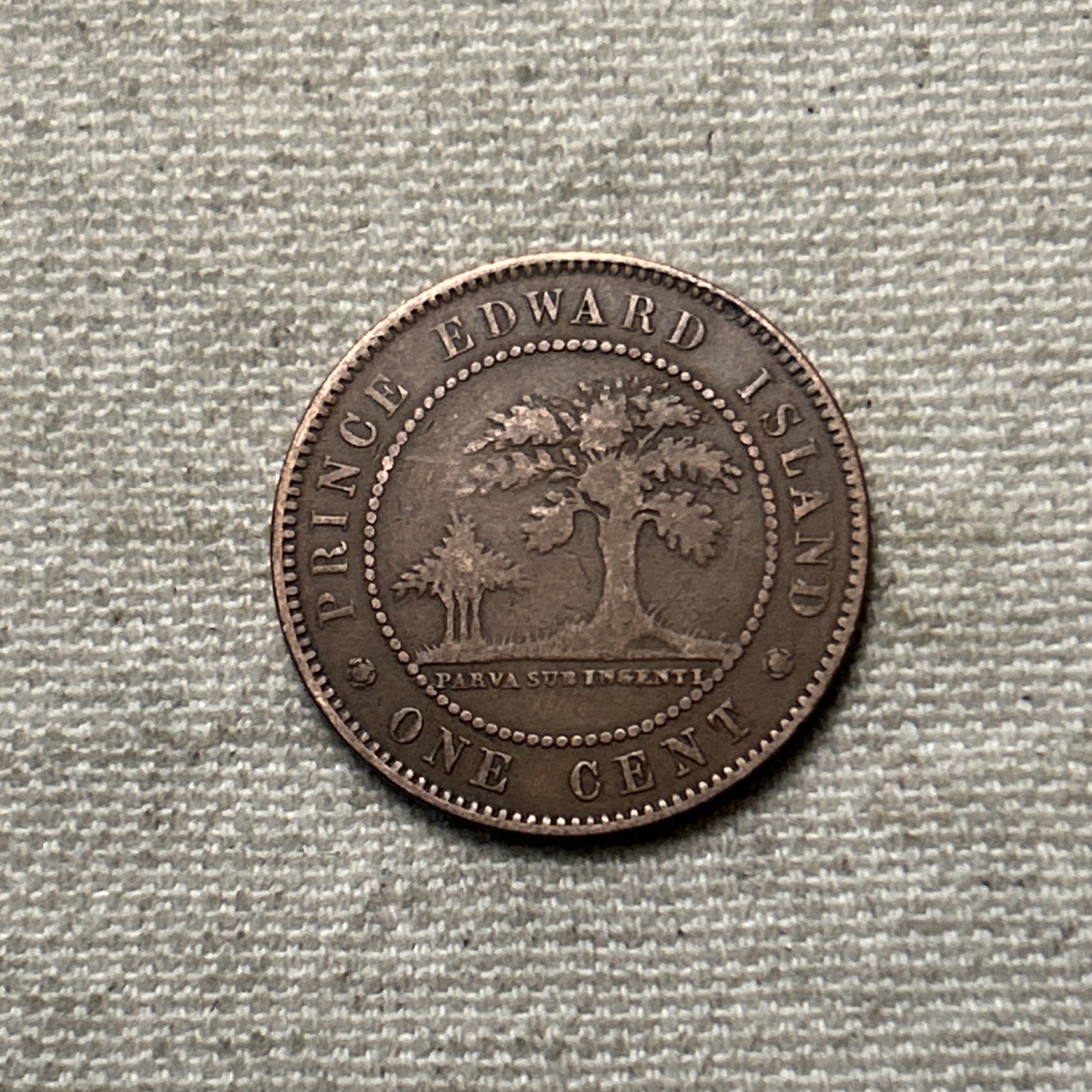 1871 CANADA PRINCE EDWARD ISLAND ONE CENT QUEEN VICTORIA BRONZE COIN KM 4