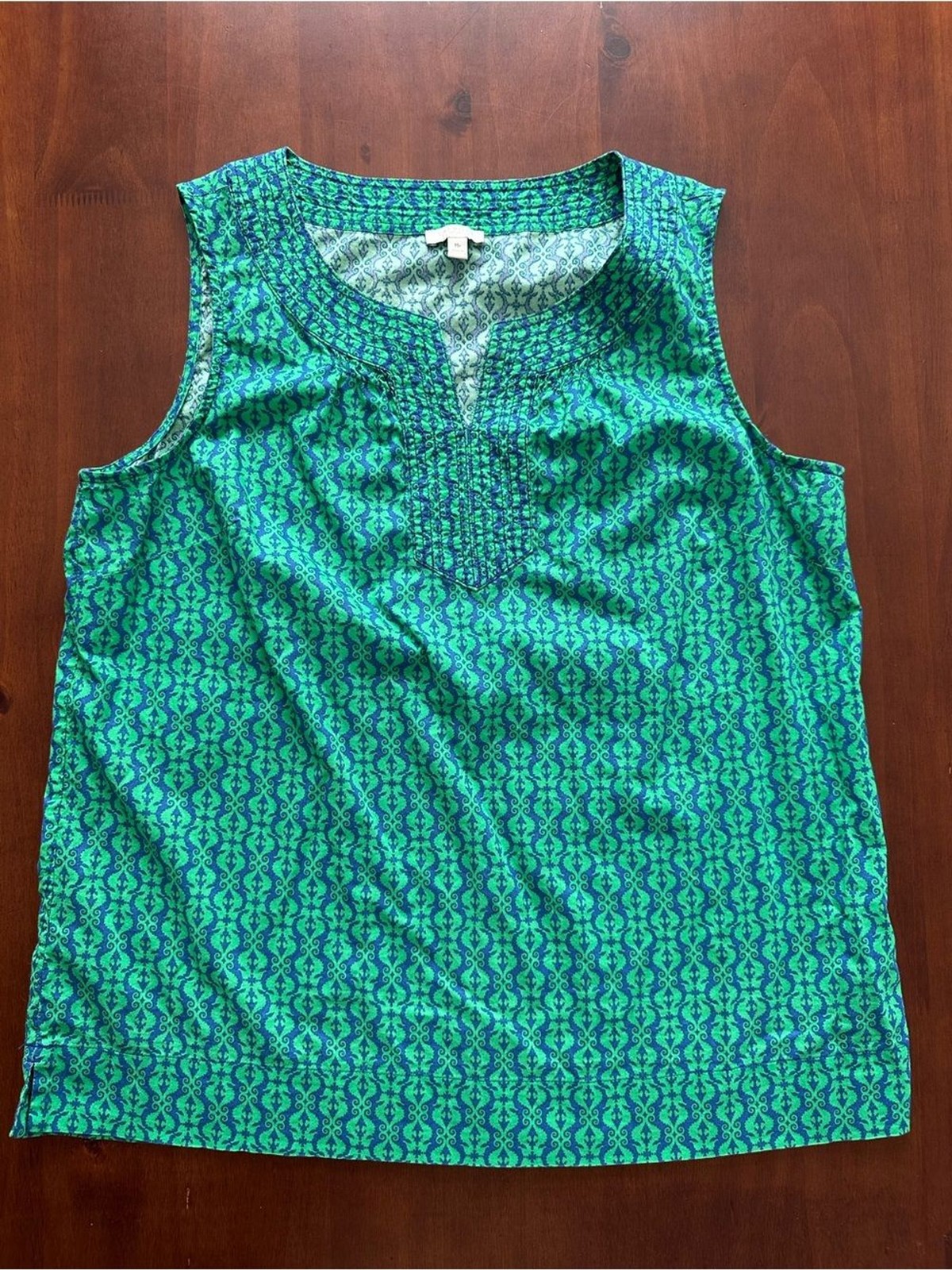 Talbots Green and Teal Patterned Sleeveless Tank