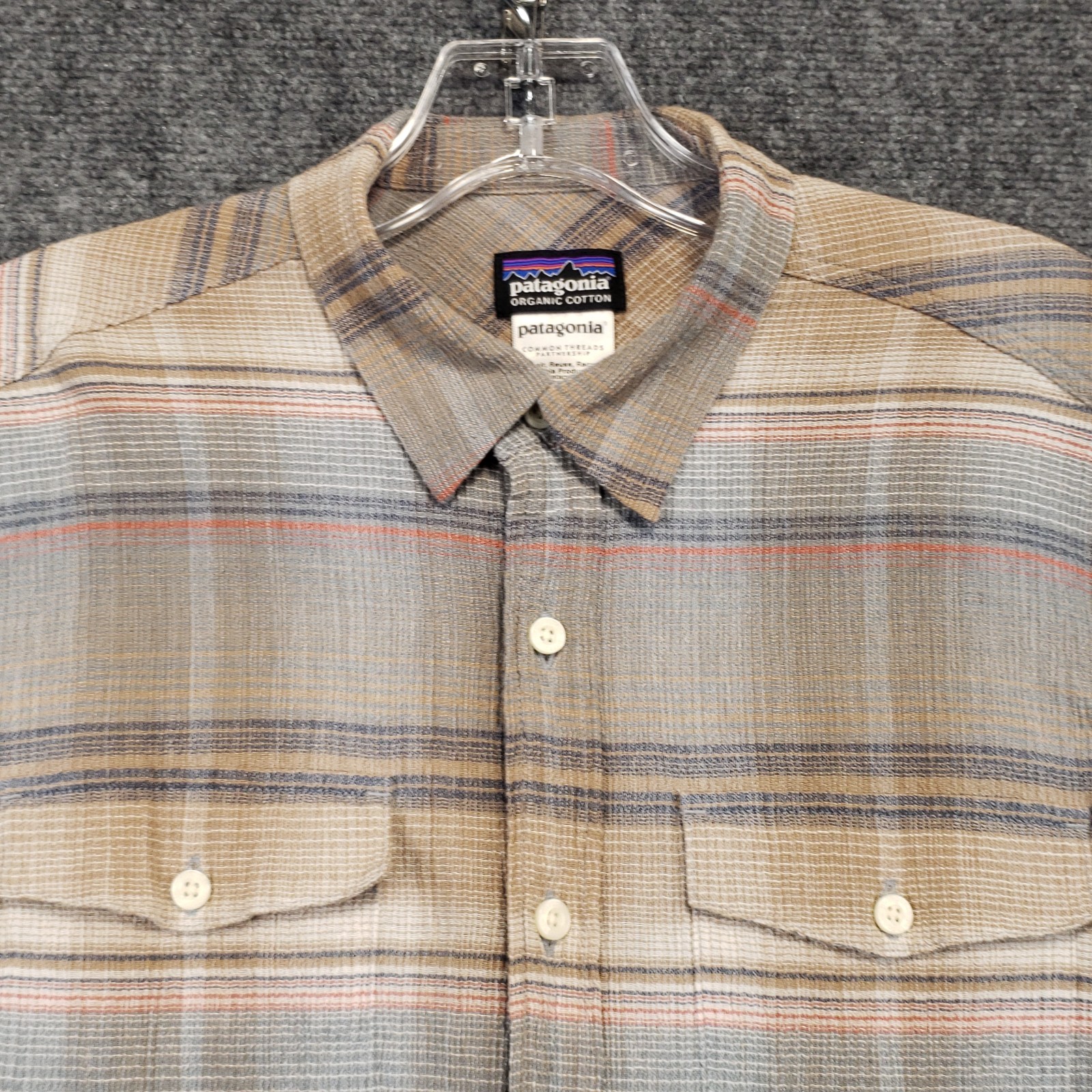 Patagonia A/C Steersman Shirt Mens Smll Organic Cotton Long Sleeve Flap Pockets