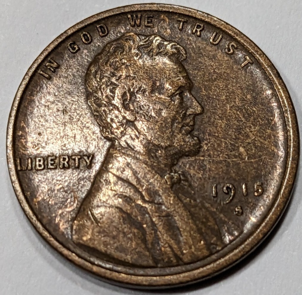 1915 - S - US Lincoln Wheat Cent Penny - Semi Key Date Coin - Woody Look K31 1915 - S - US Lincoln Wheat Cent Penny - Semi Key Date Coin - Woody Look K31
