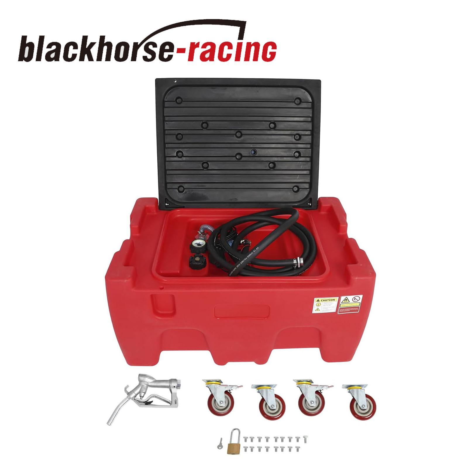 12V Portable Gasoline Diesel Fuel Tank with Pump & Manual Nozzle 3.7GPM 40Gallon