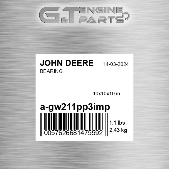 A-GW211PP3IMP BEARING fits JOHN DEERE (New Aftermarket Open Box) A-GW211PP3IMP BEARING fits JOHN DEERE (New Aftermarket Open Box)