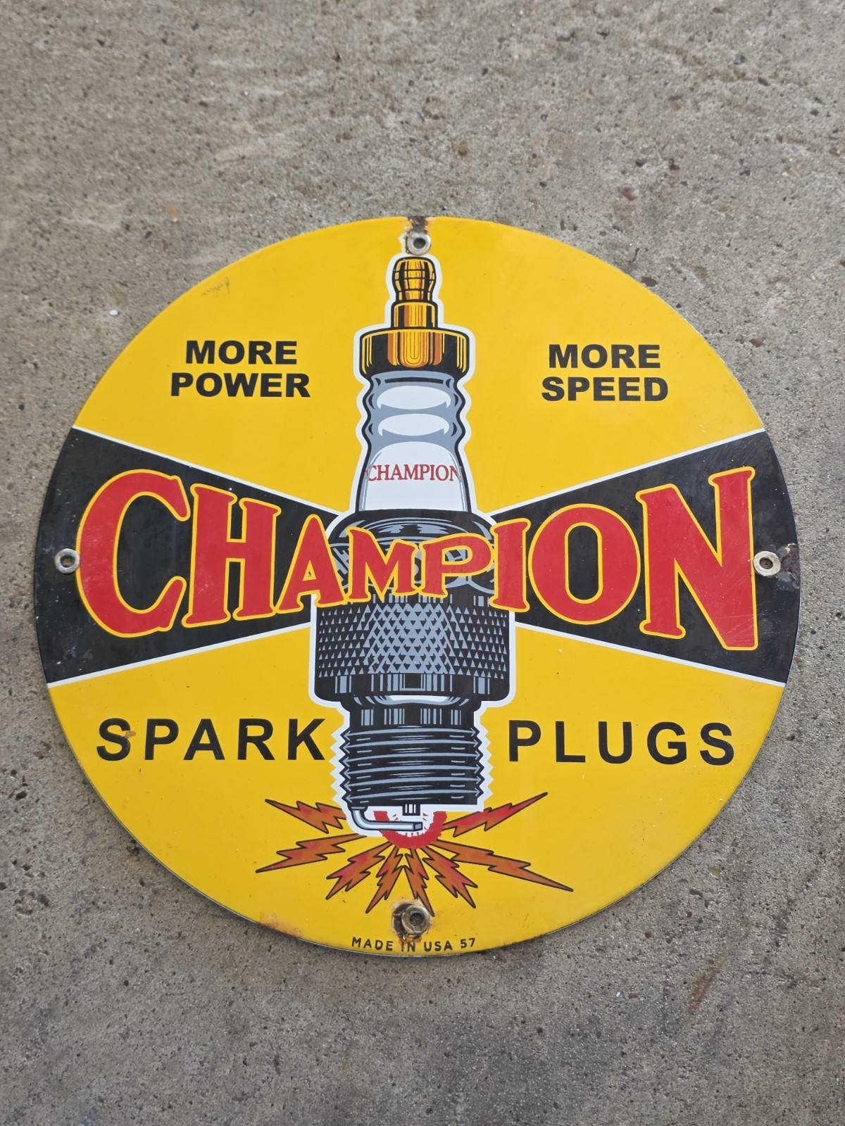 VINTAGE 1957 SPARK PLUGS PORCELAIN SIGN 12 VINTAGE 1957 SPARK PLUGS PORCELAIN SIGN 12