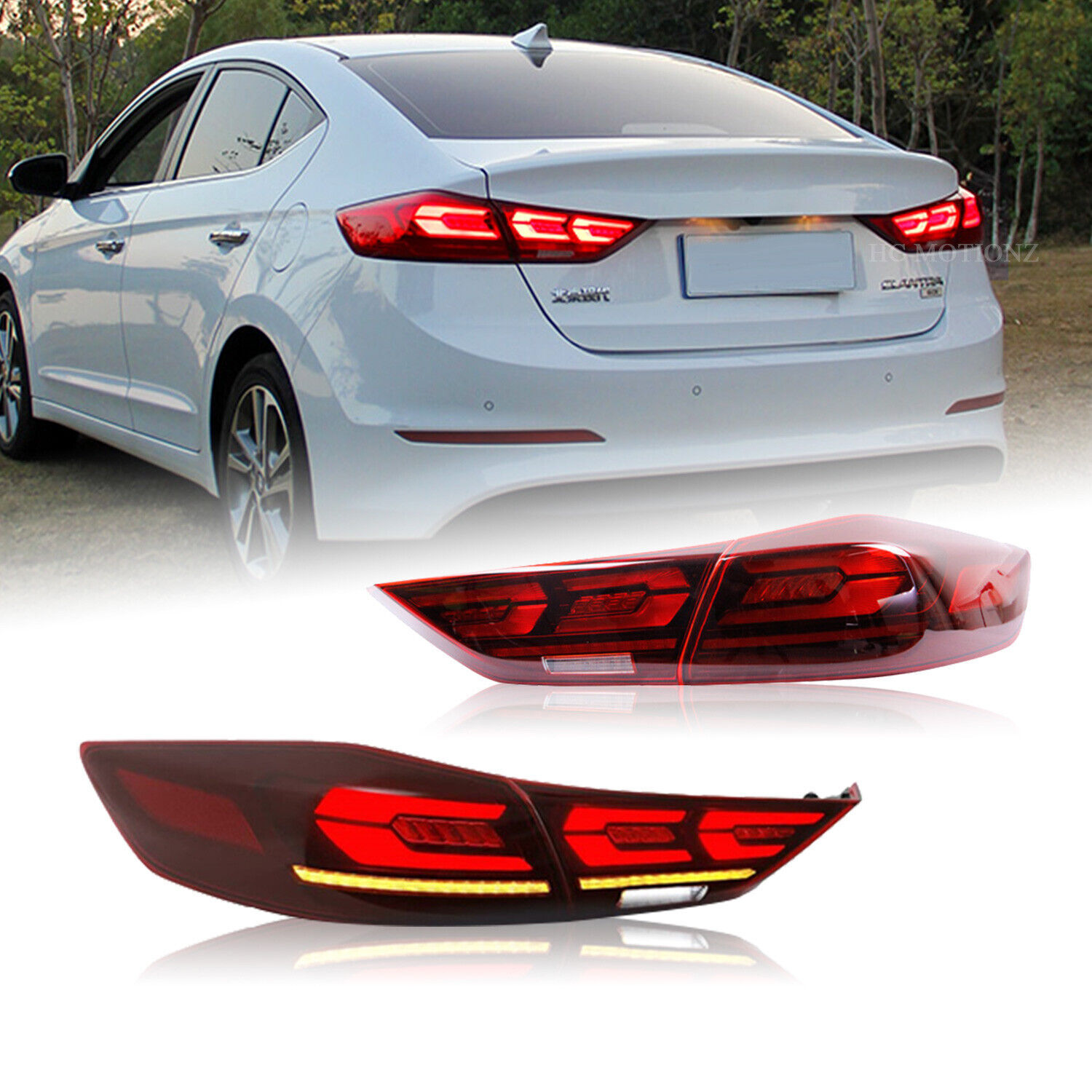 4PCS Red LED Tail Lights Kit For Hyundai Elantra 2017 2018 Sequential Rear Light