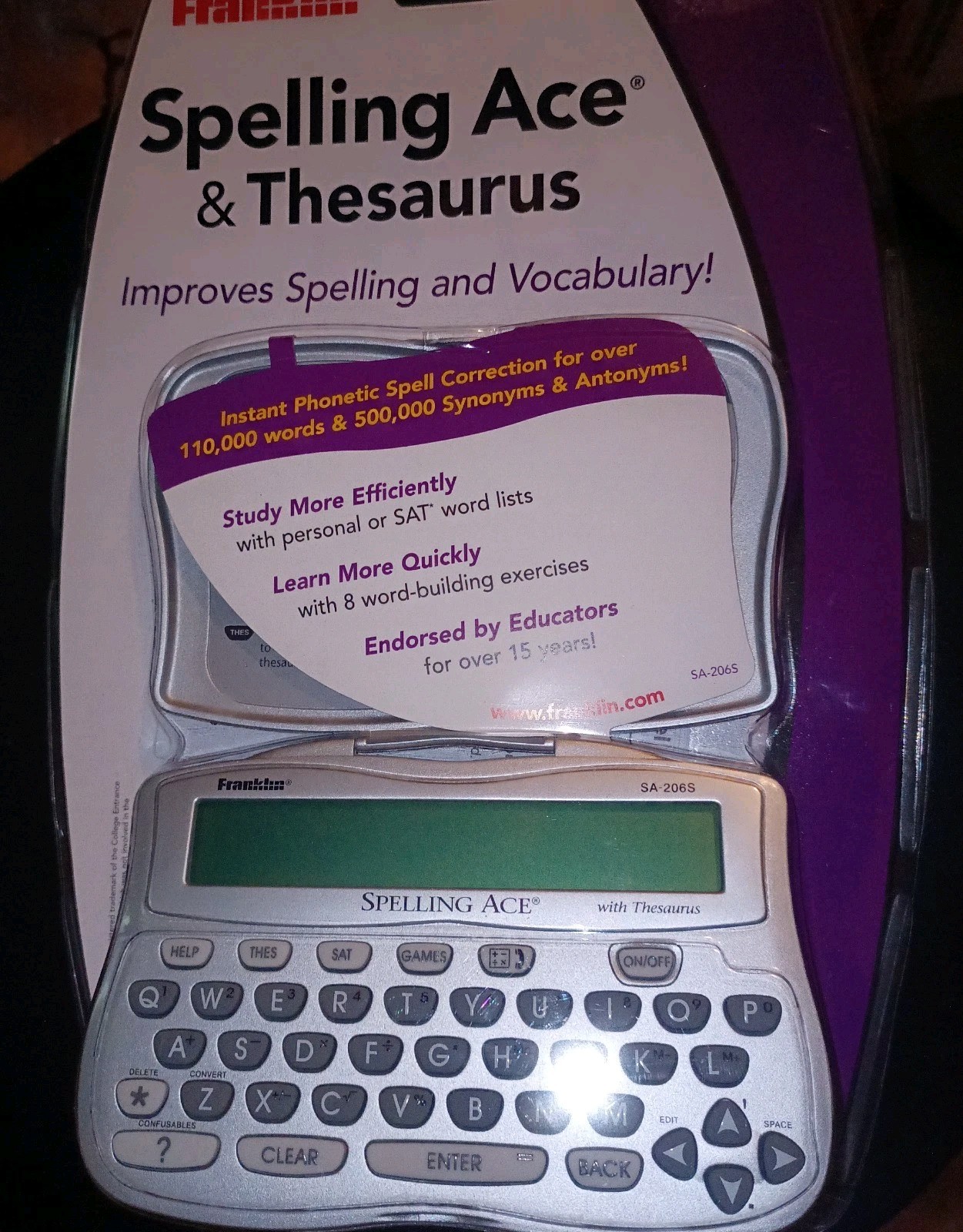 Franklin Spelling Ace & Thesaurus SA-206S Brand New Sealed Vintage 2004 Franklin Spelling Ace & Thesaurus SA-206S Brand New Sealed Vintage 2004