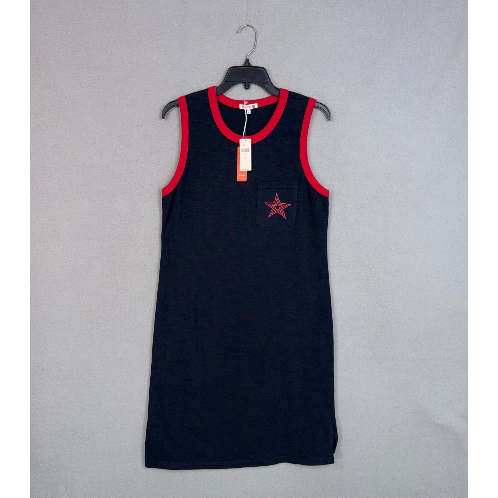 Sundry Dress Womens Medium Navy Star Graphic Ringer Tank Mini Casual Preppy NWT