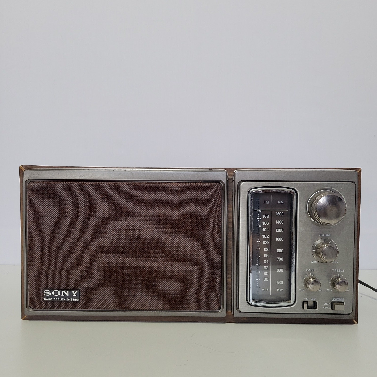 Vintage Sony ICF-9580W Radio FM/AM Bass Reflex System Wooden Tabletop, Tested