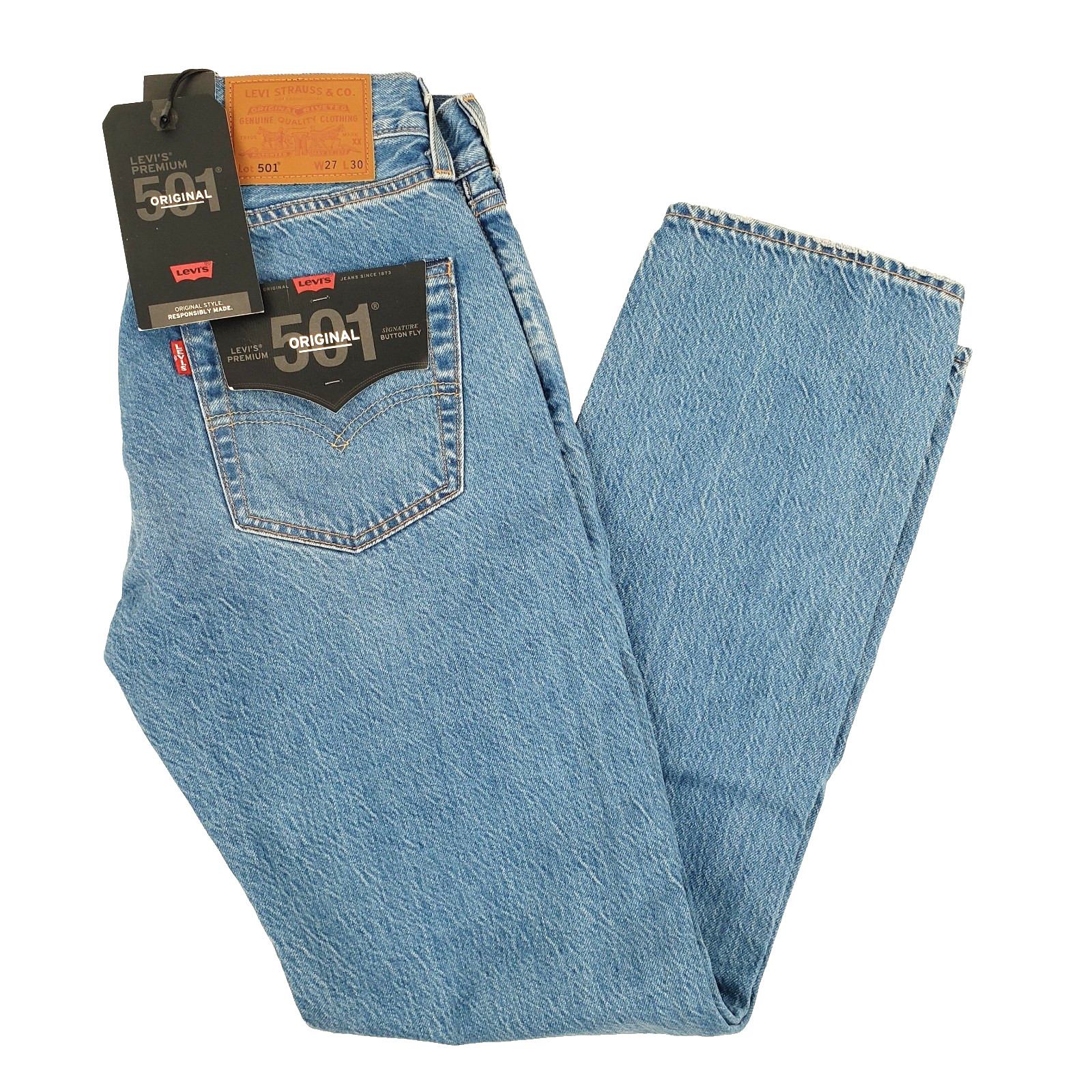 New Levi\'s Jeans Men\'s 27x30 Premium Denim Medium Wash Stretch Button Fly