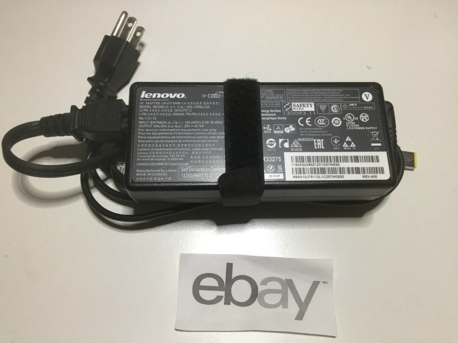 Genuine Lenovo 135W 20V 6.75A AC Power Adapter Charger Rectangle Slim Tip OEM